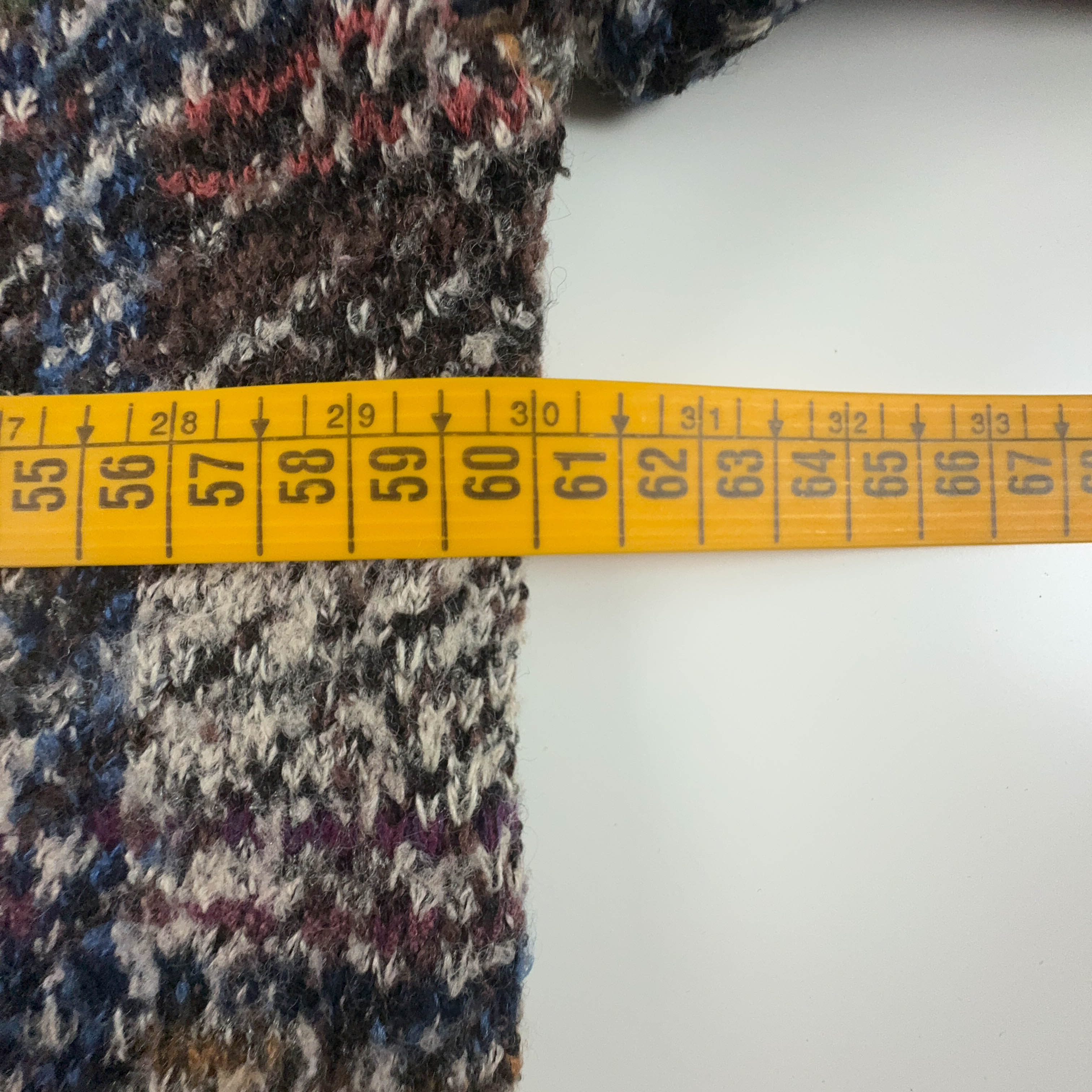 Cardigan Vintage marrone a fantasia geometrica lana e alpaca anni 80 90 - Taglia L/XL uomo