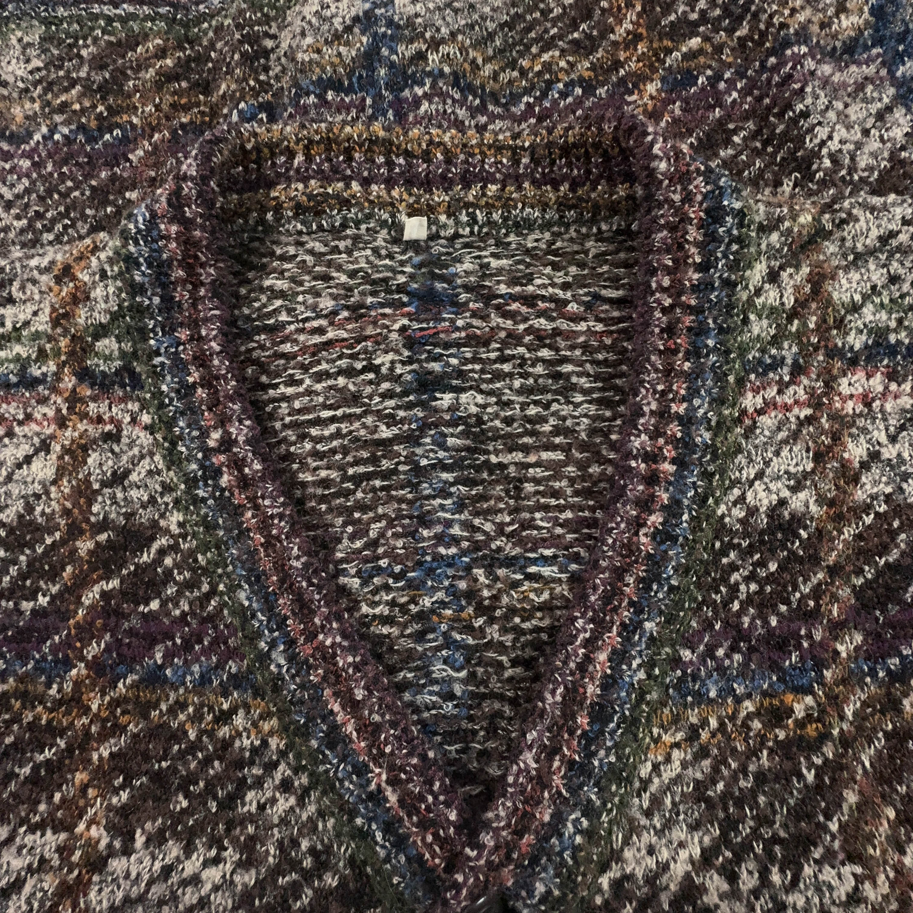 Cardigan Vintage marrone a fantasia geometrica lana e alpaca anni 80 90 - Taglia L/XL uomo