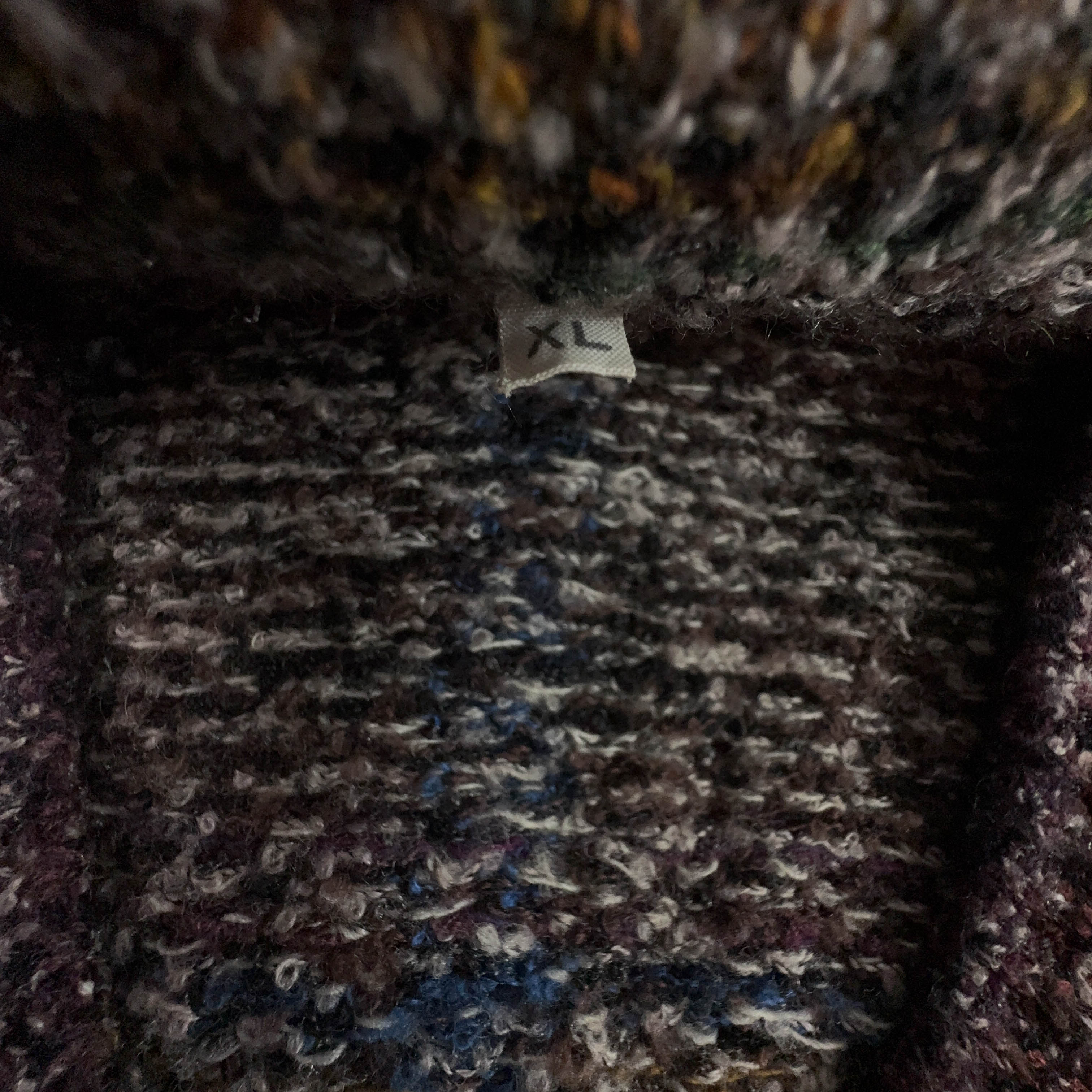 Cardigan Vintage marrone a fantasia geometrica lana e alpaca anni 80 90 - Taglia L/XL uomo