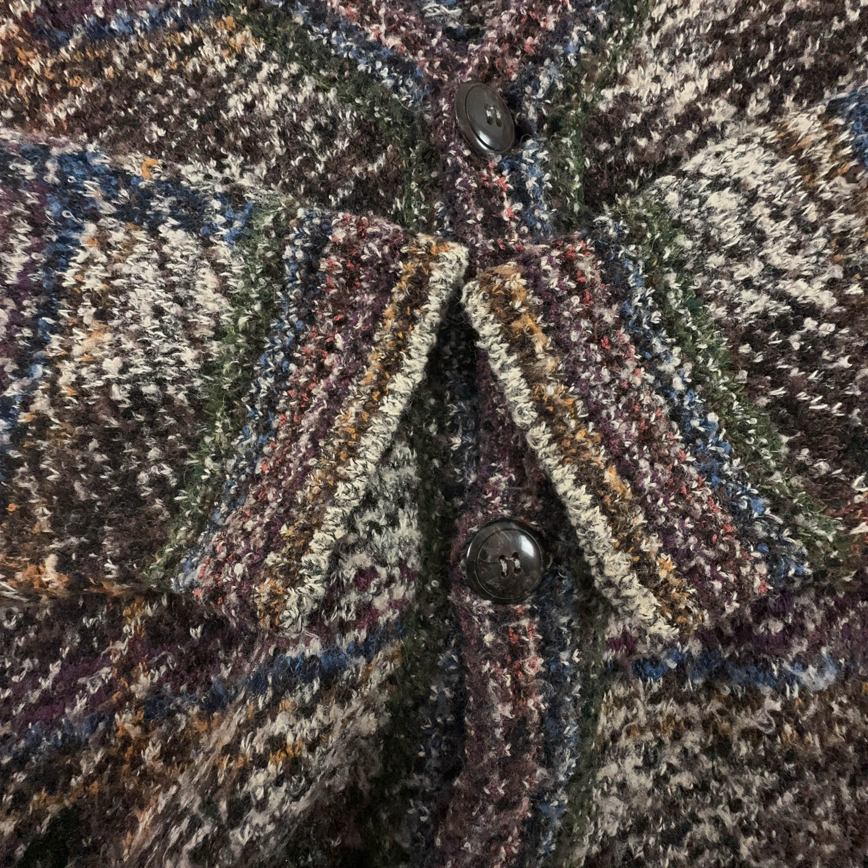 Cardigan Vintage marrone a fantasia geometrica lana e alpaca anni 80 90 - Taglia L/XL uomo