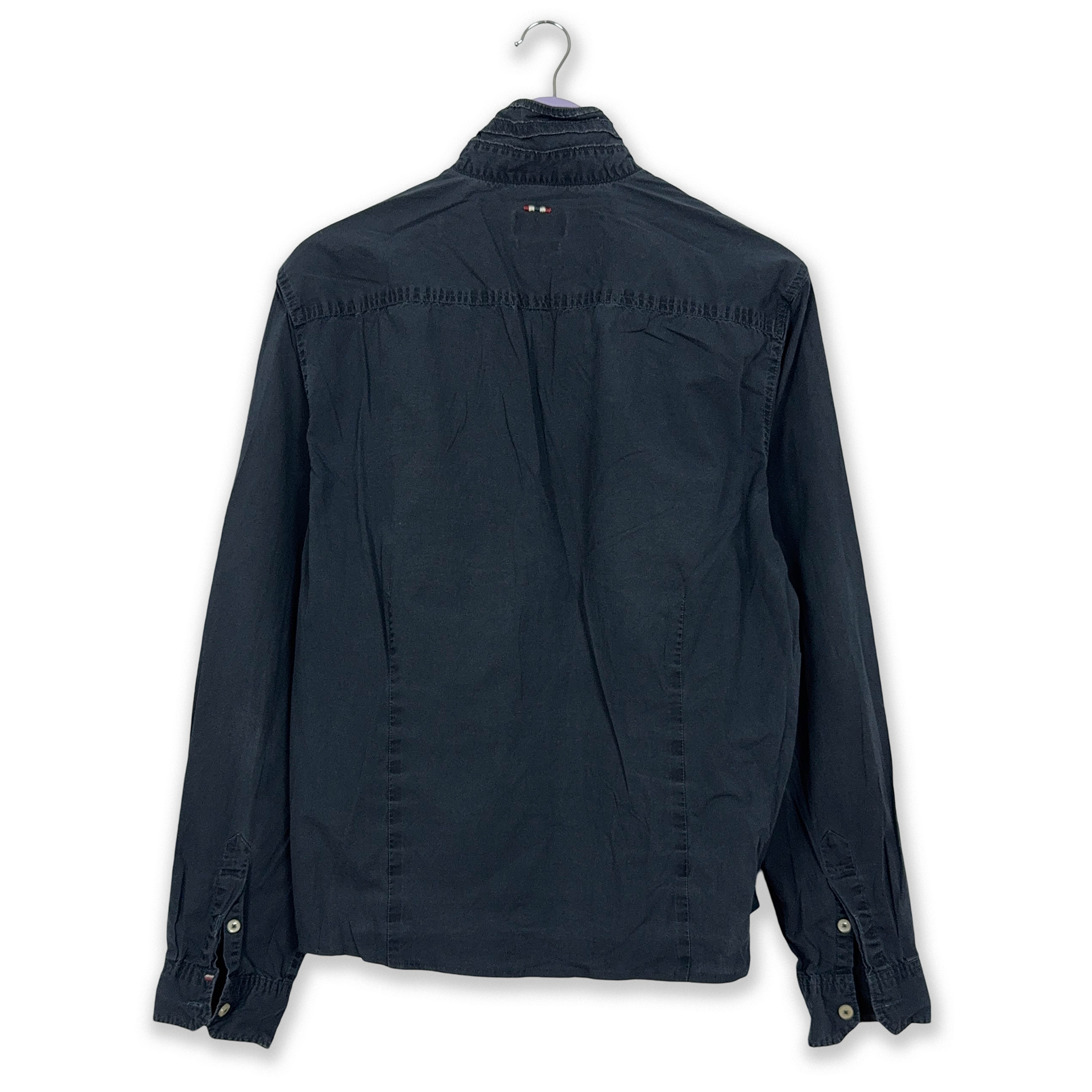 Camicia Napapijri blu scuro tinta unita slim fit - Taglia M/L uomo