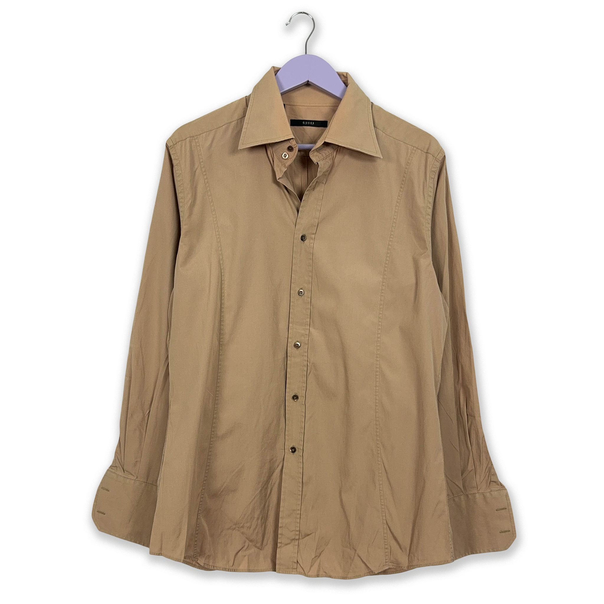 Camicia Gucci marrone chiaro tinta unita - Taglia 43 17 uomo