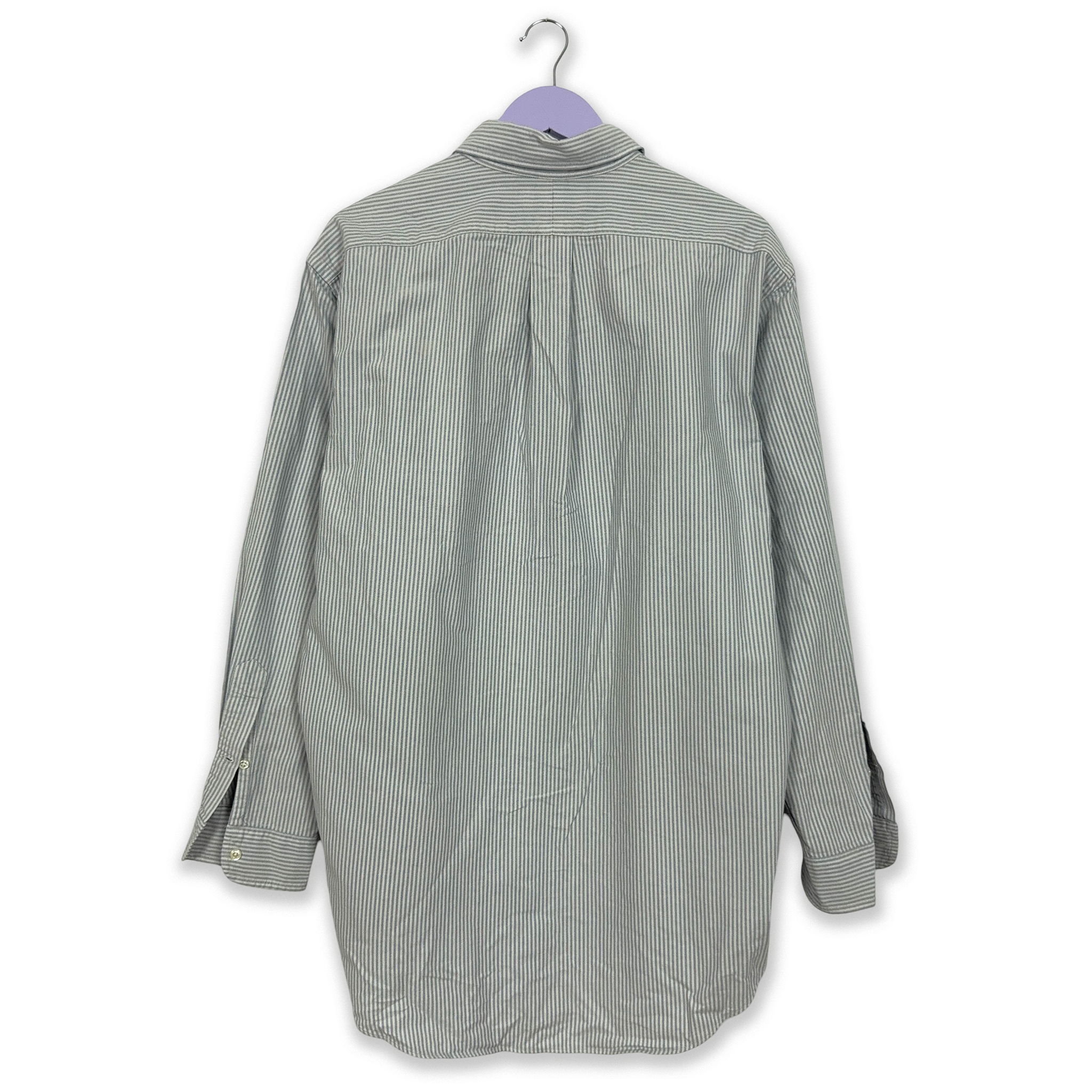 Camicia Ralph Lauren a righe azzurra e bianca yarmouth - Taglia 16 34 uomo