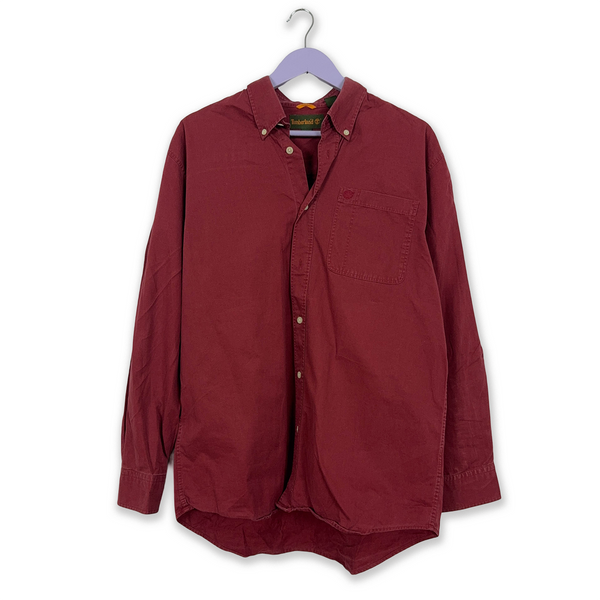 Timberland Solid Burgundy Shirt - Size L/XL Men