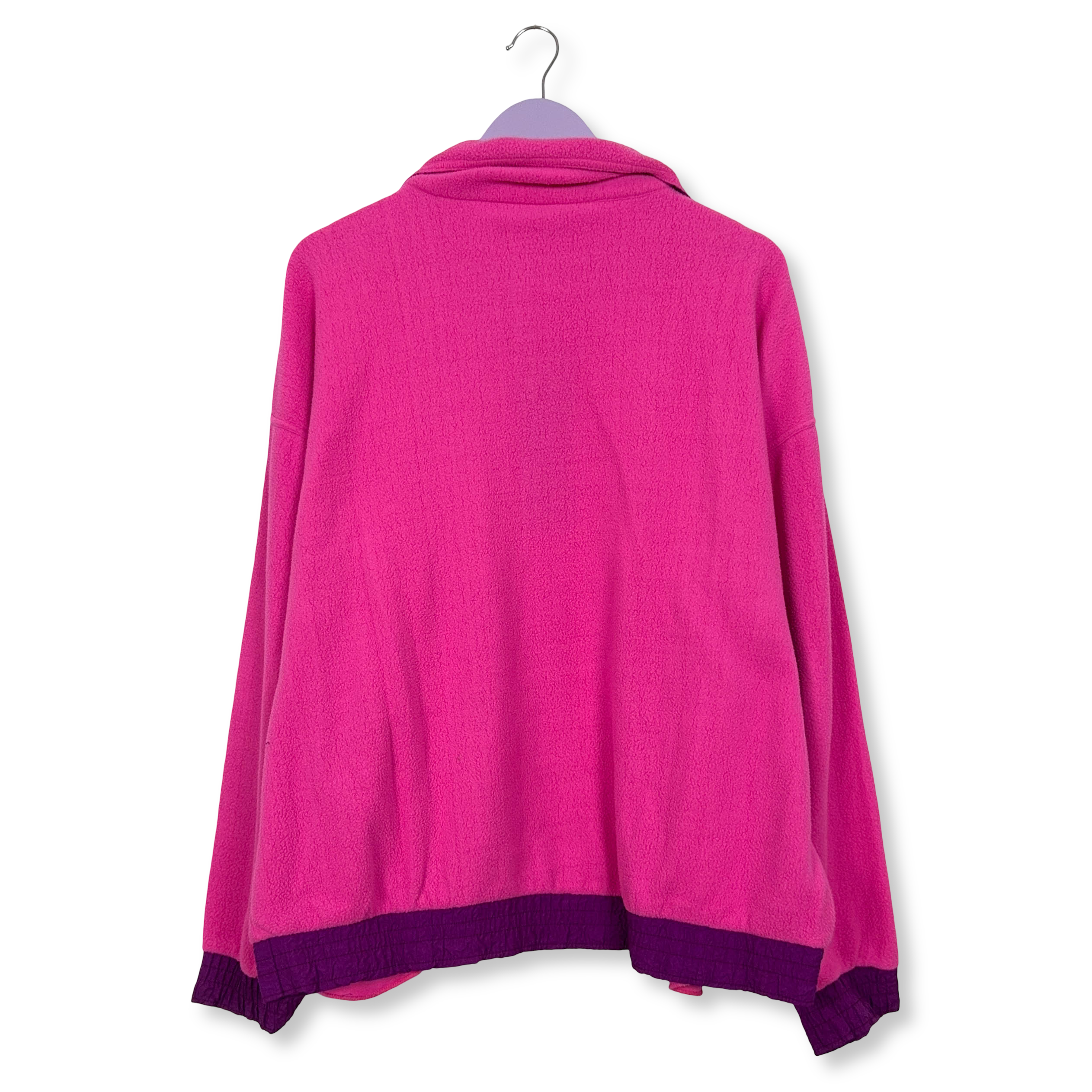 Pile Vintage rosa e viola con patch anni 80 90 - Taglia L uomo