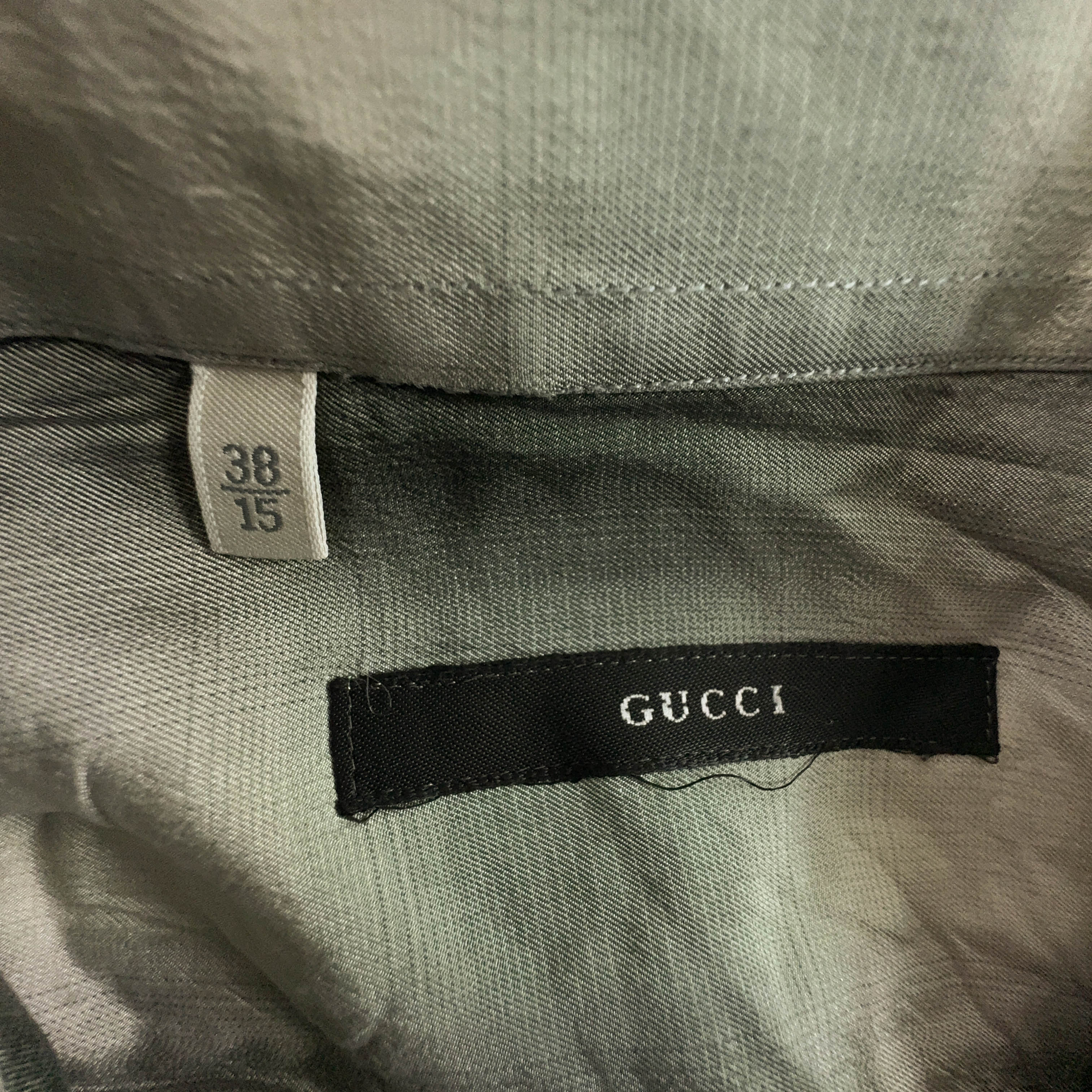 Camicia Gucci a quadri grigia e beige - Taglia 38 15 uomo