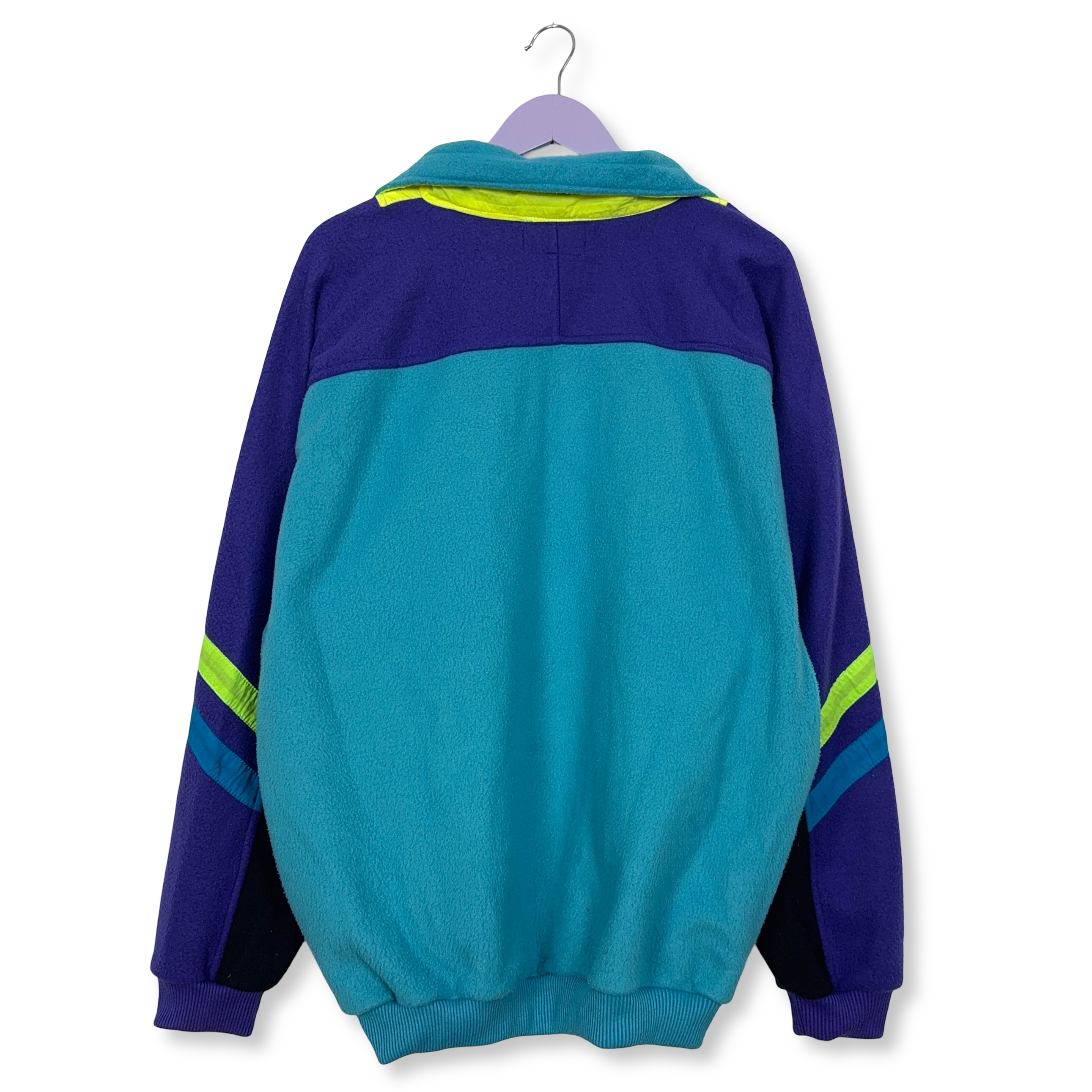 Pile Vintage multicolore quarter zip anni 80 90 - Taglia XL uomo
