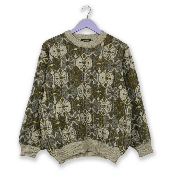Vintage Multicolor Crewneck Patterned Sweater - Size S/M Men