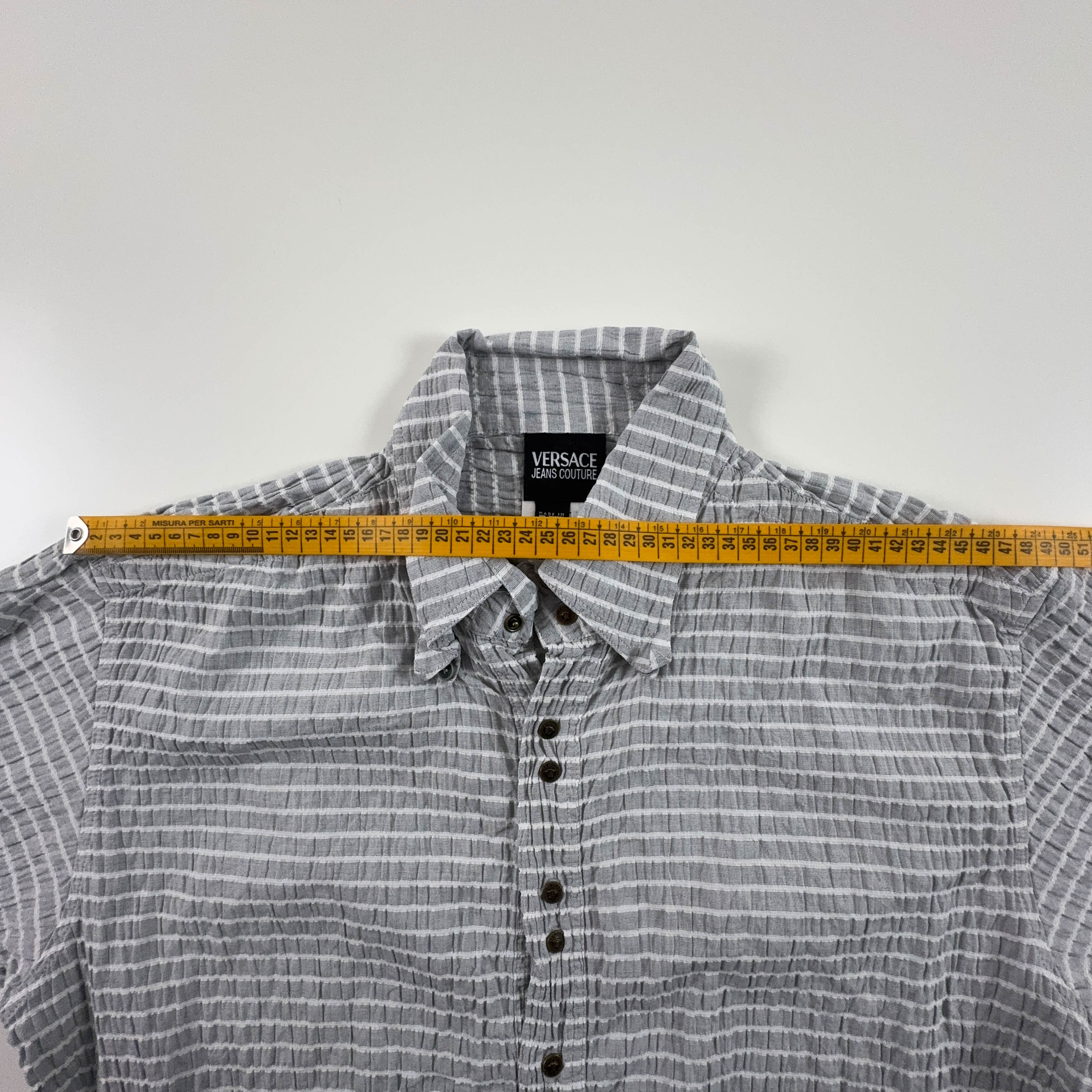 Camicia Gianni Versace a righe grigia e bianca - Taglia XL uomo