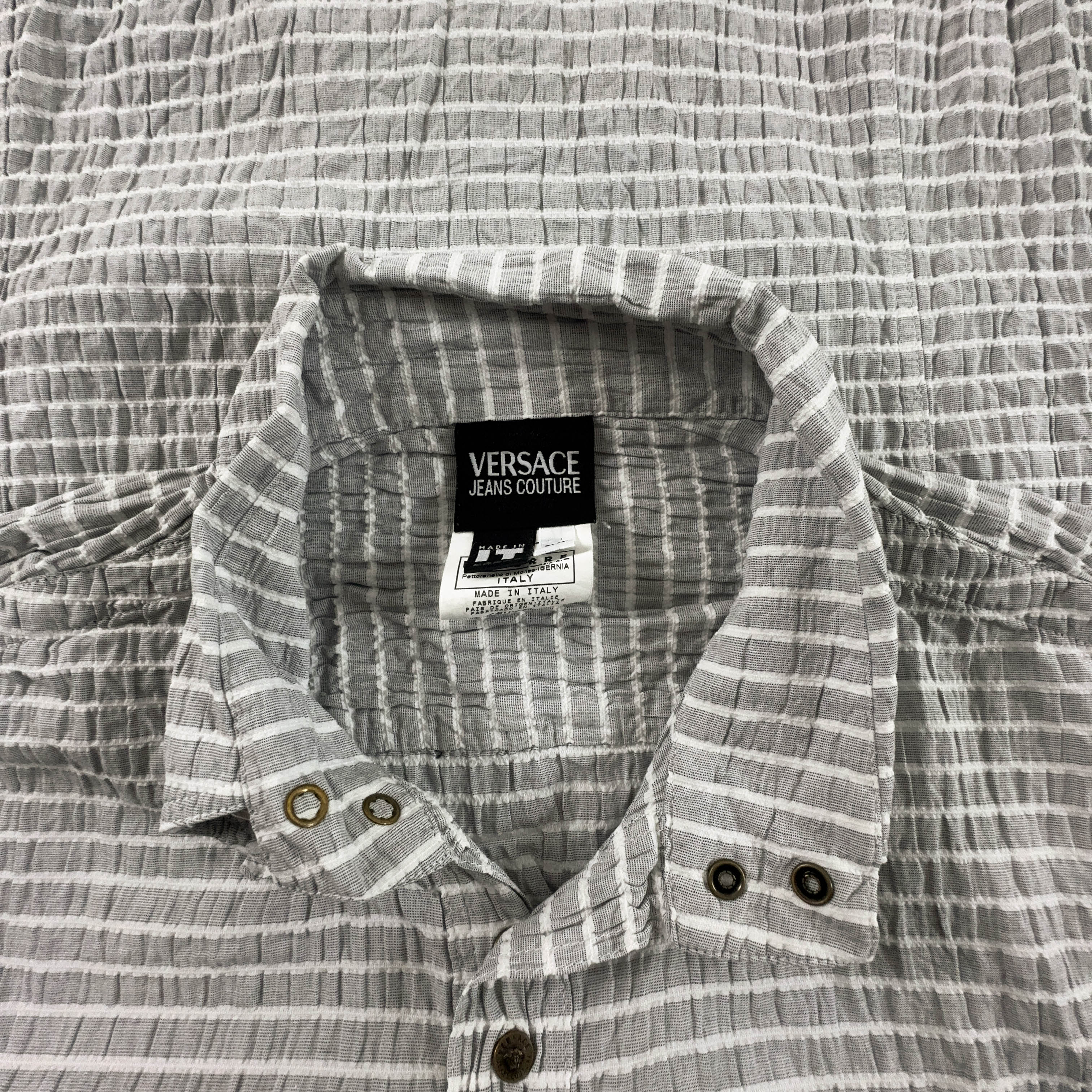 Camicia Gianni Versace a righe grigia e bianca - Taglia XL uomo
