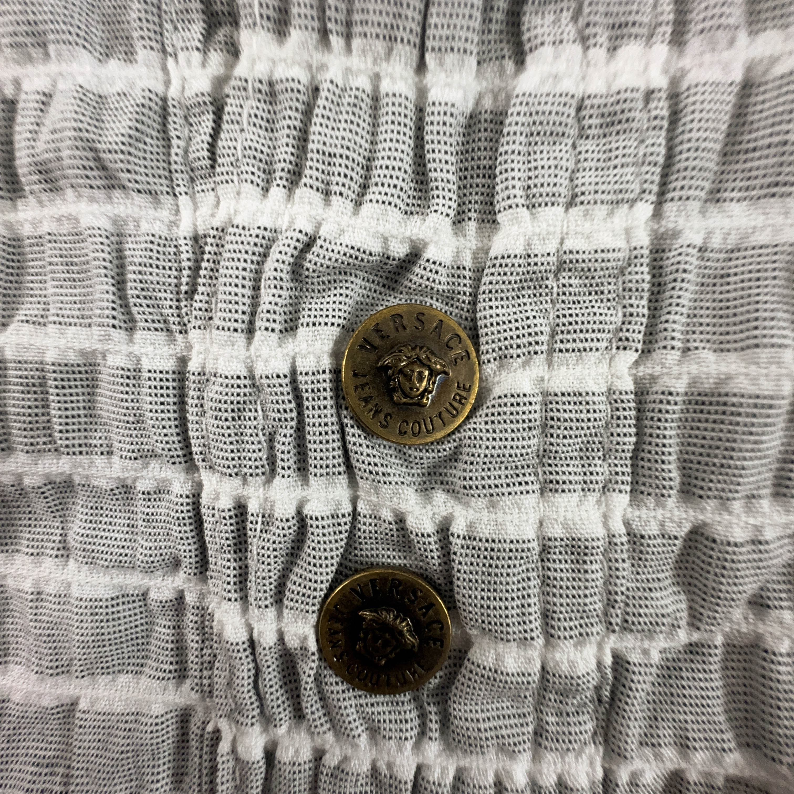 Camicia Gianni Versace a righe grigia e bianca - Taglia XL uomo