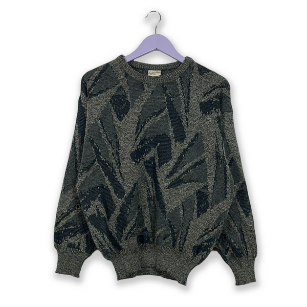 Angelo Litrico Vintage 15% Wool Crewneck Grey Geometric Sweater - Size 48 50 M Men