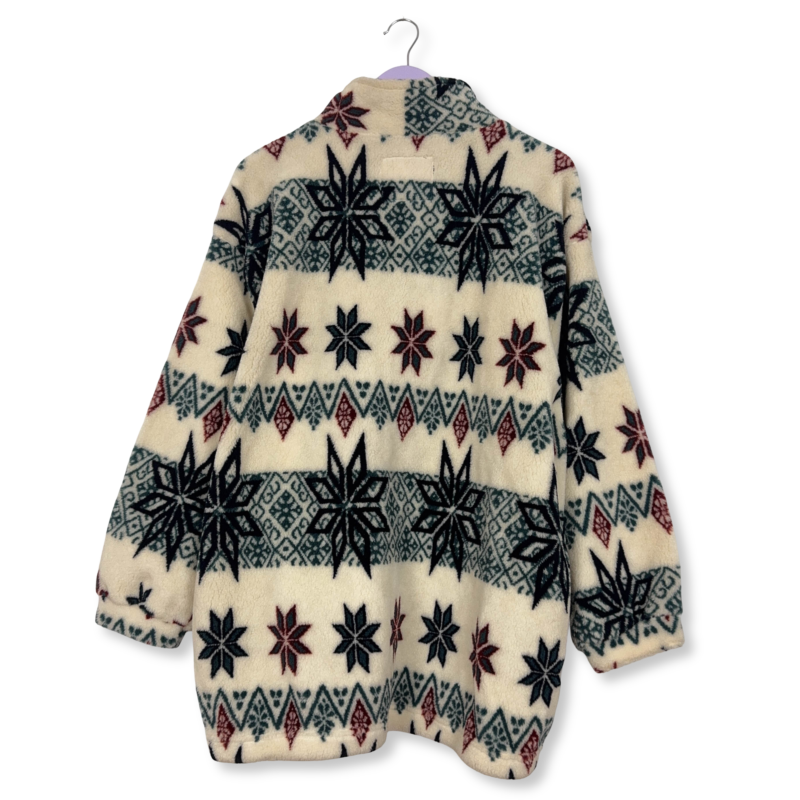 Pile Vintage bianco e verde geometrico anni 80 90 - Taglia L/XL uomo