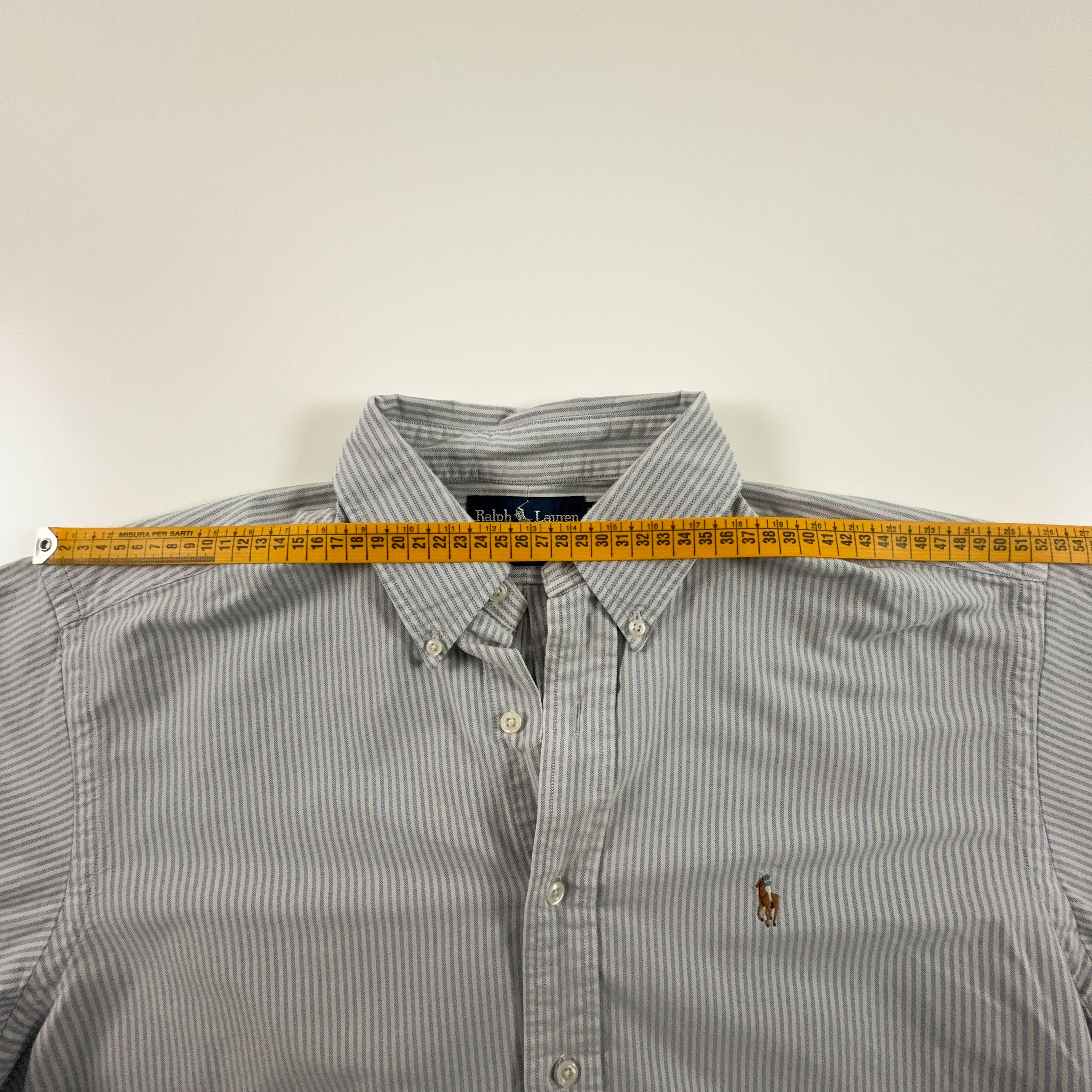 Camicia Ralph Lauren a righe azzurra e bianca yarmouth - Taglia 16 34 uomo