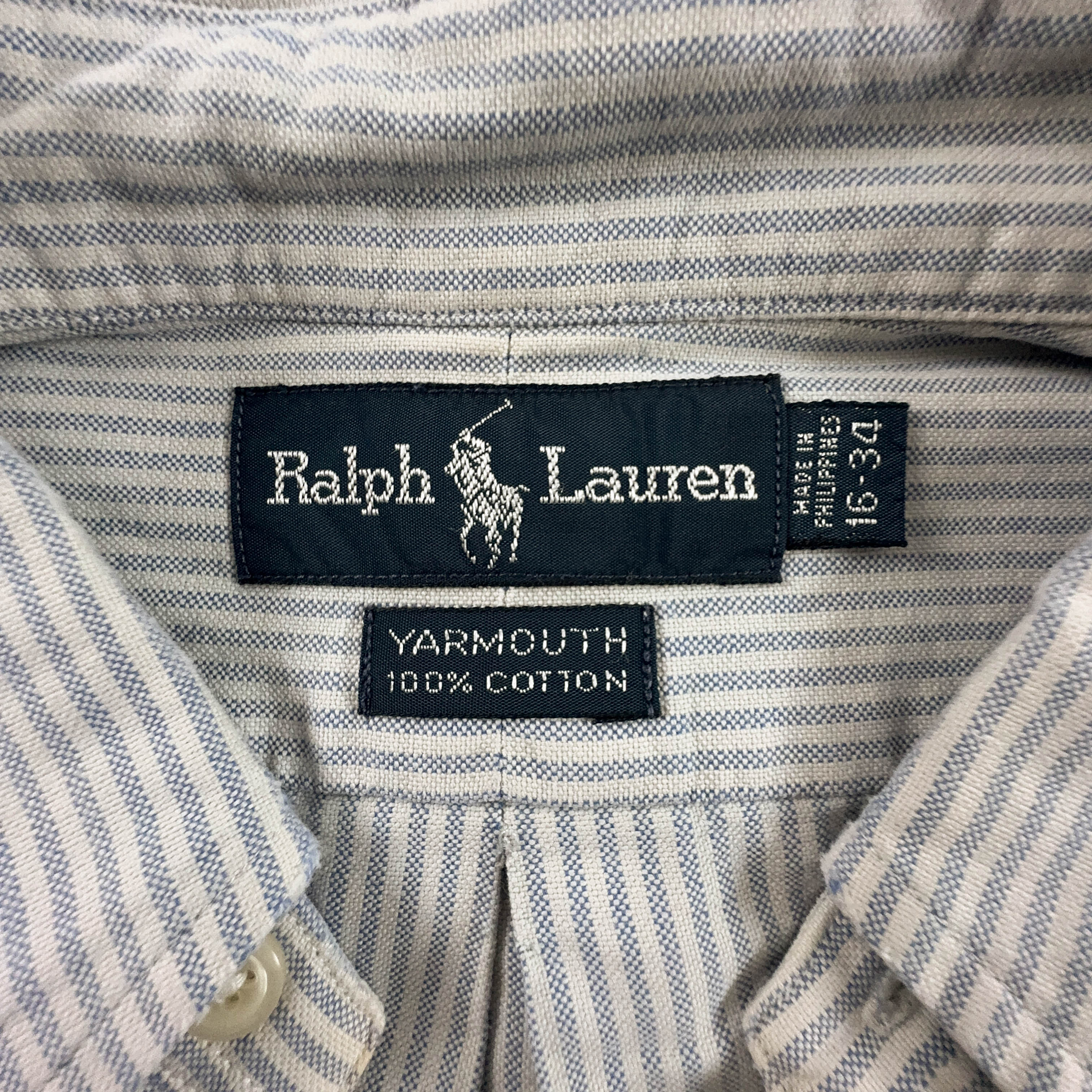Camicia Ralph Lauren a righe azzurra e bianca yarmouth - Taglia 16 34 uomo