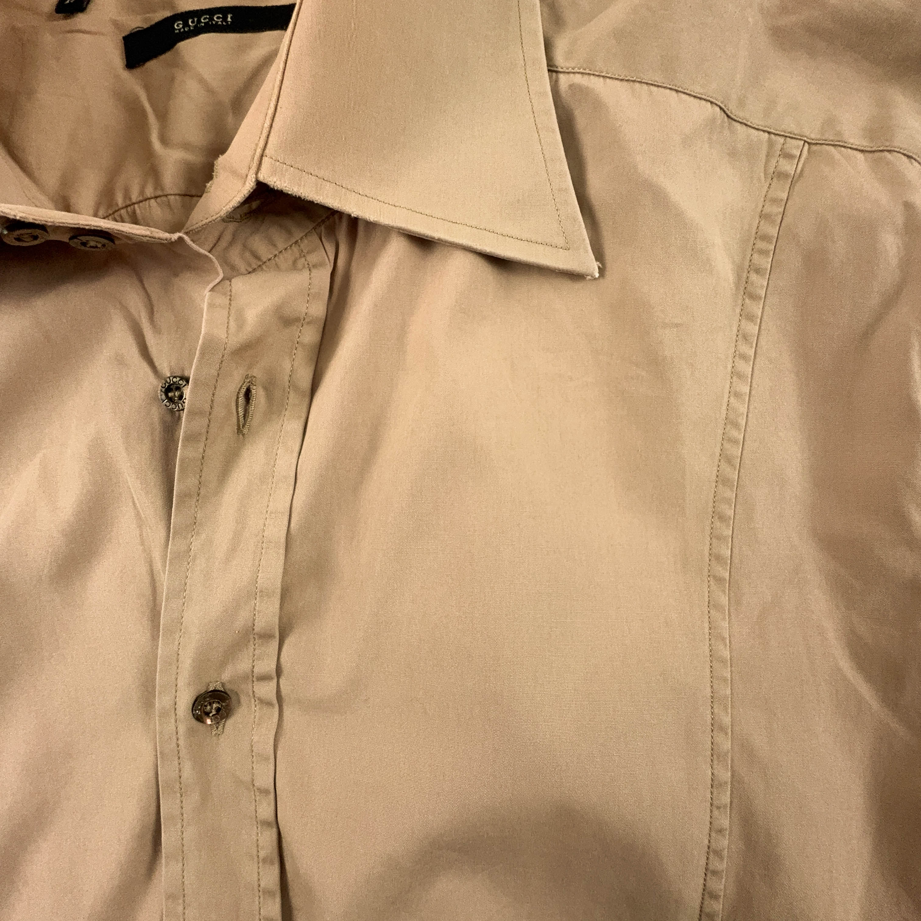 Camicia Gucci marrone chiaro tinta unita - Taglia 43 17 uomo