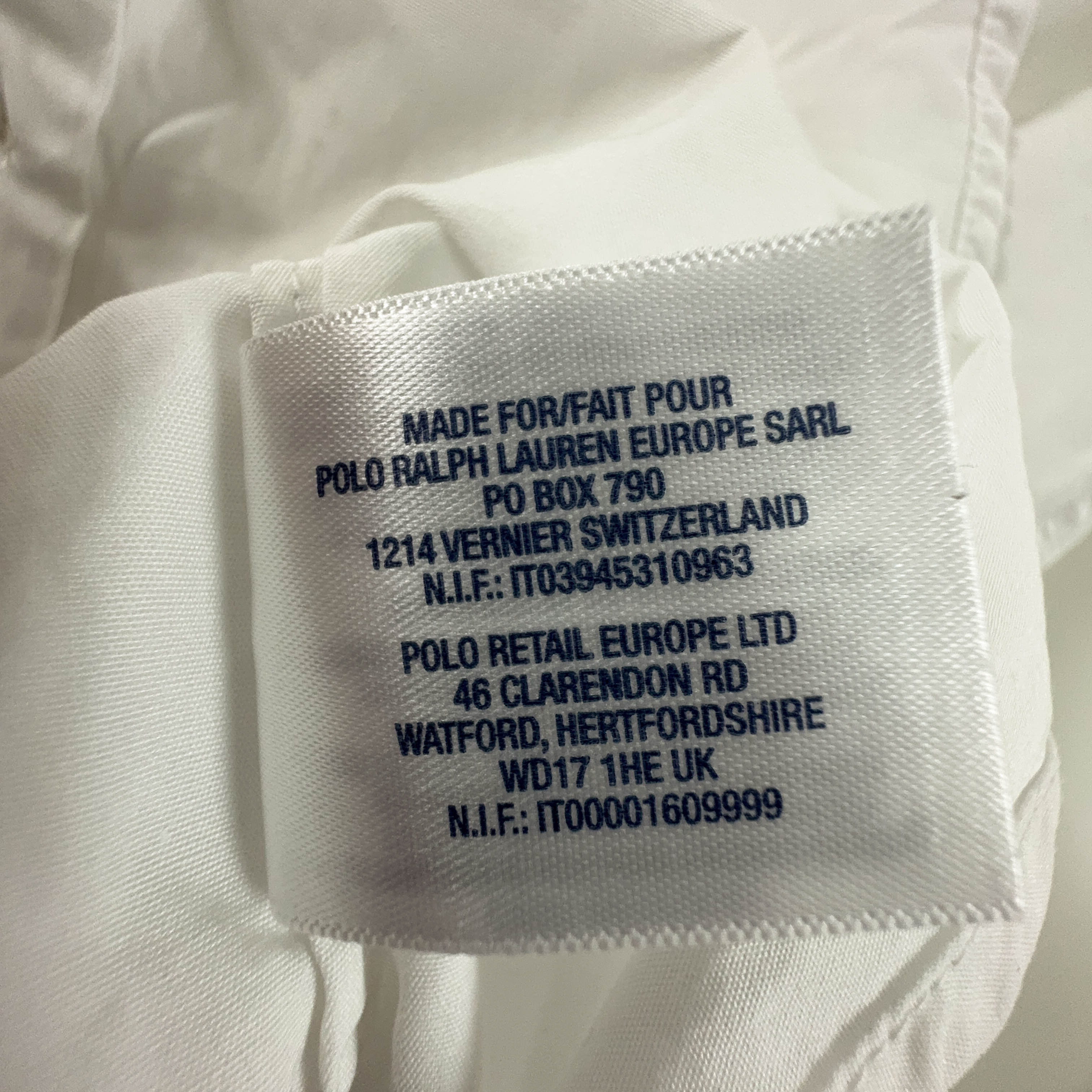 Camicia Ralph Lauren bianca tinta unita - Taglia 18 anni uomo