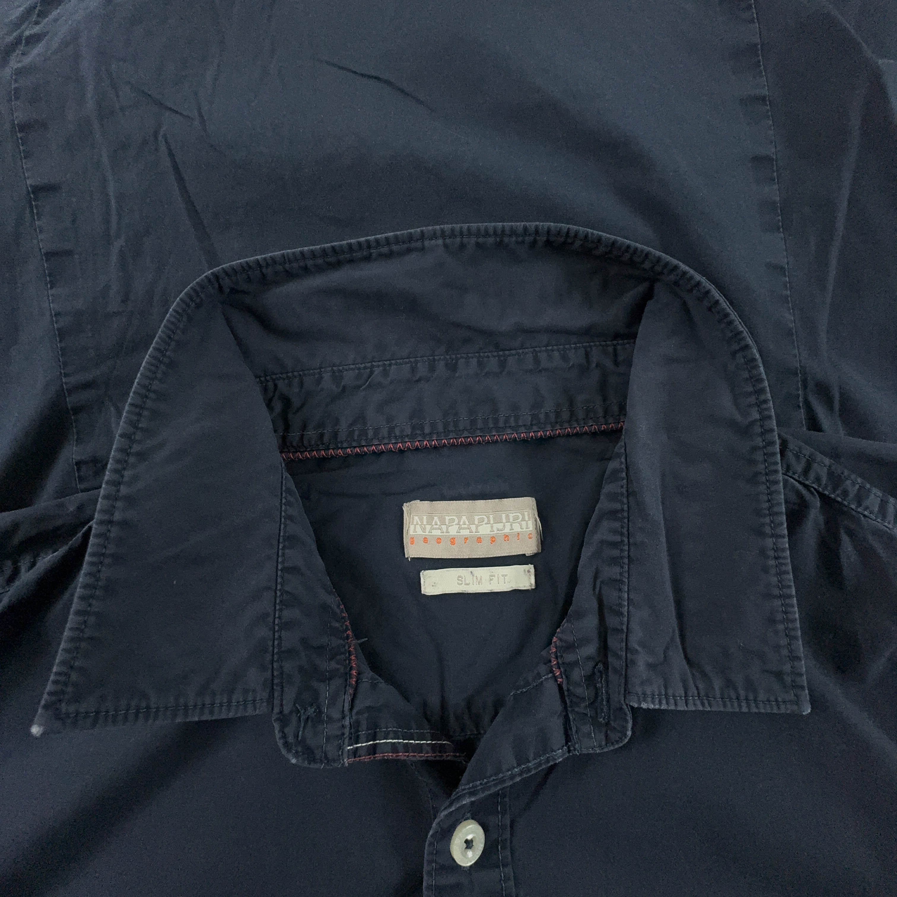 Camicia Napapijri blu scuro tinta unita slim fit - Taglia M/L uomo