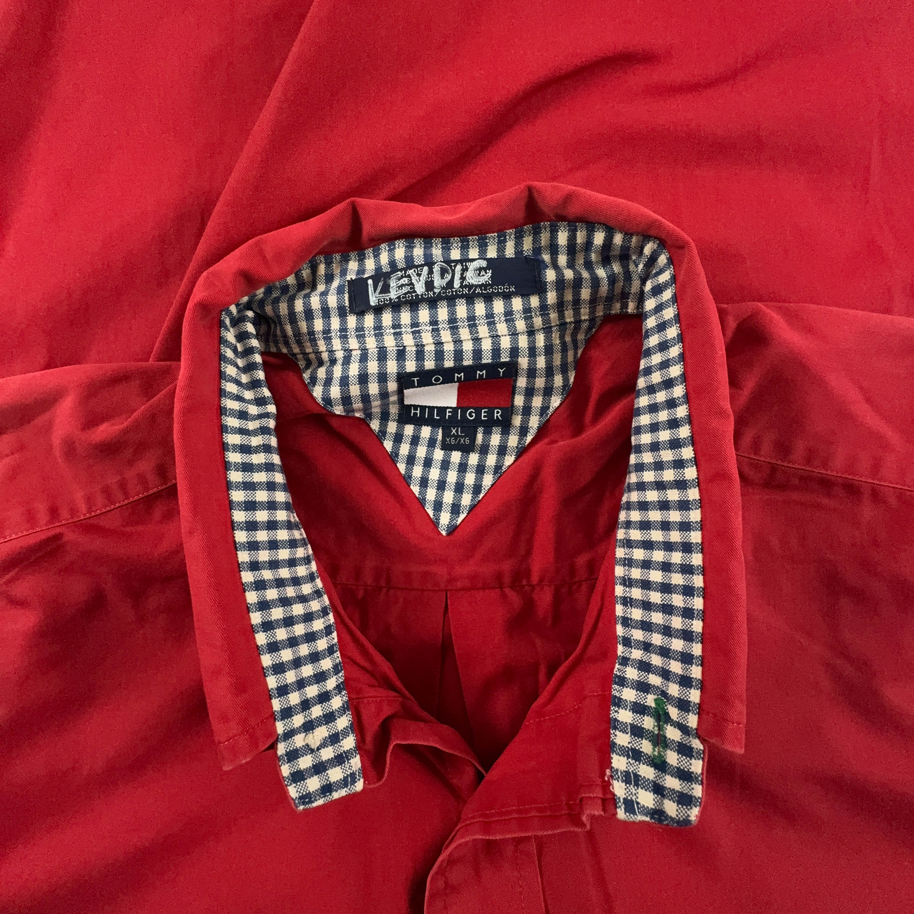 Camicia Tommy Hilfiger rossa tinta unita - Taglia XL/XXL uomo
