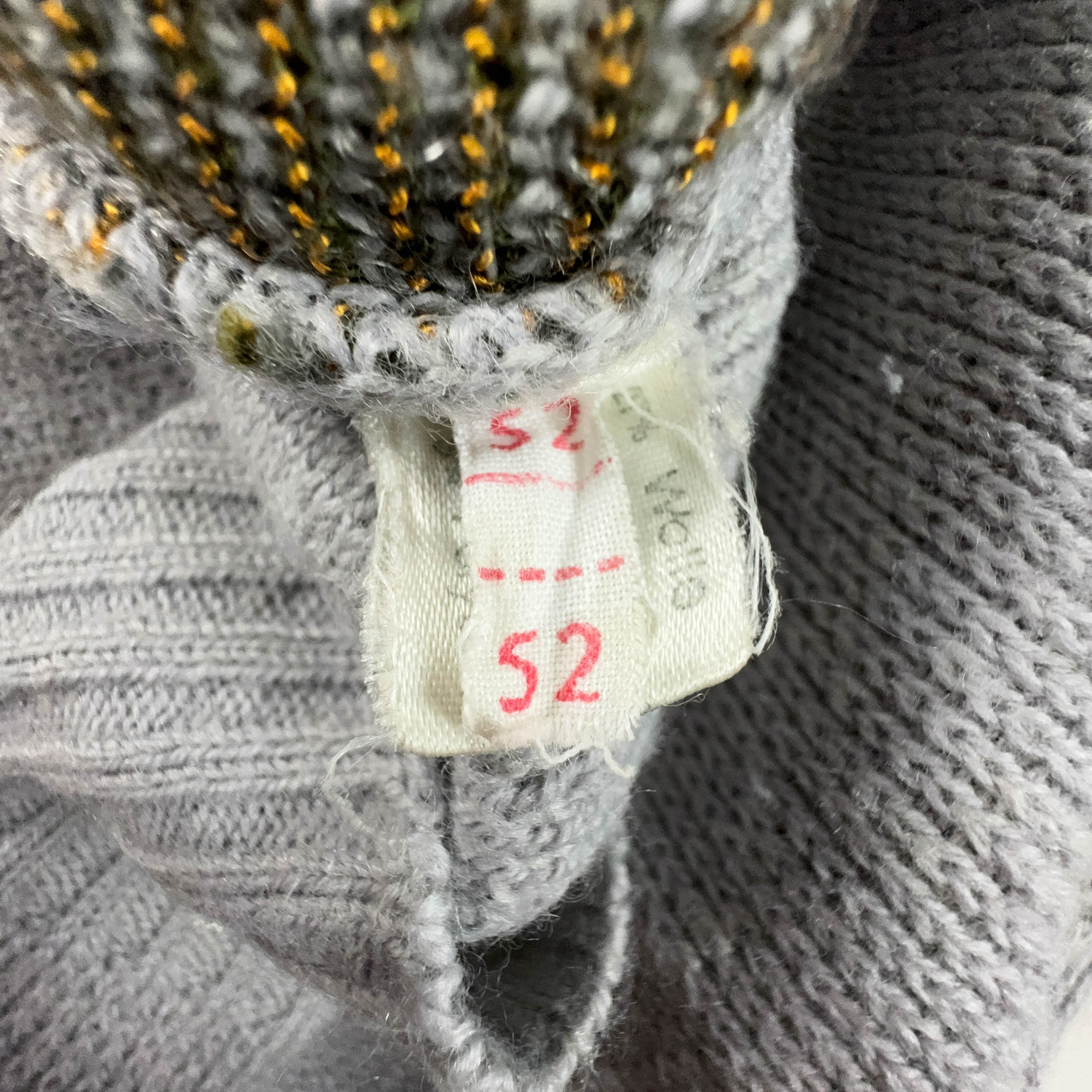 Maglione Vintage misto lana a girocollo grigio con disegno