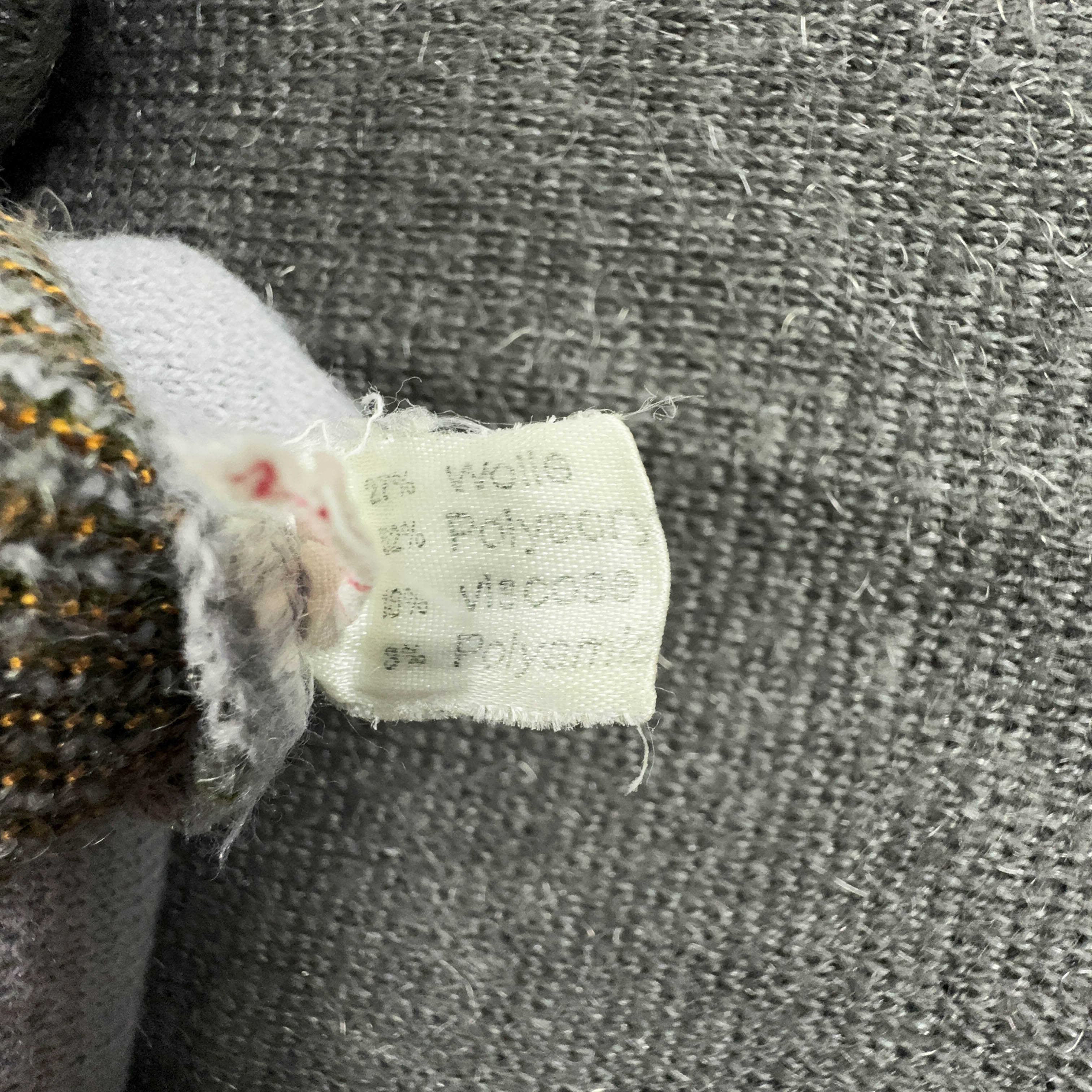 Maglione Vintage misto lana a girocollo grigio con disegno - Taglia 52 uomo