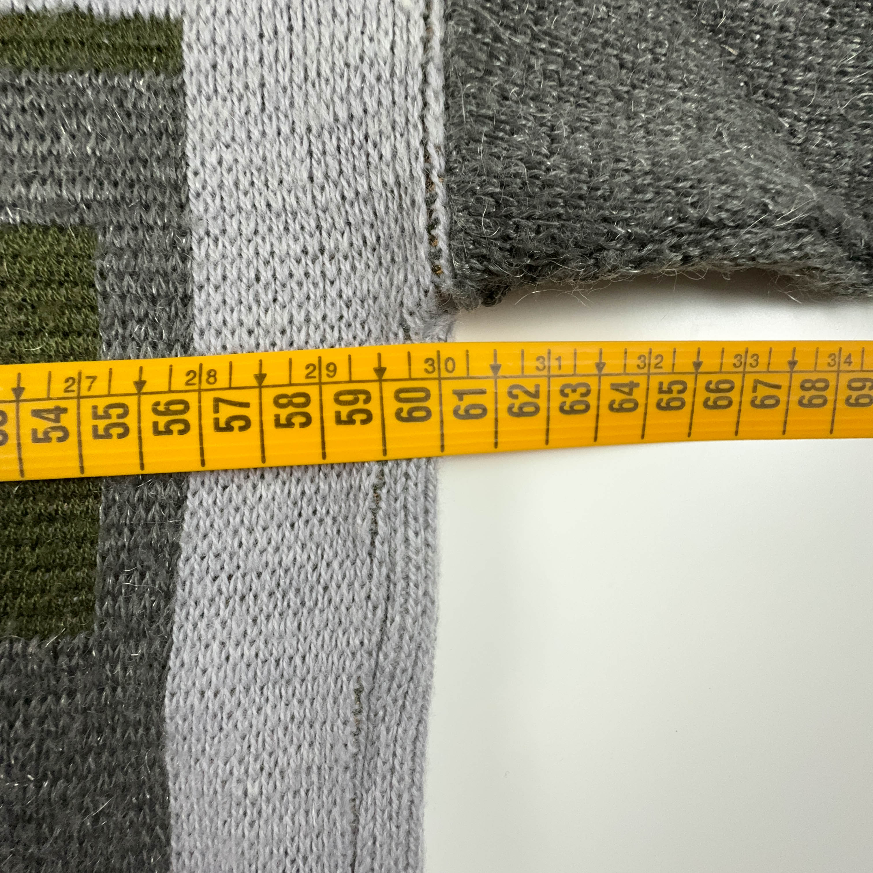 Maglione Vintage misto lana a girocollo grigio con disegno - Taglia 52 uomo