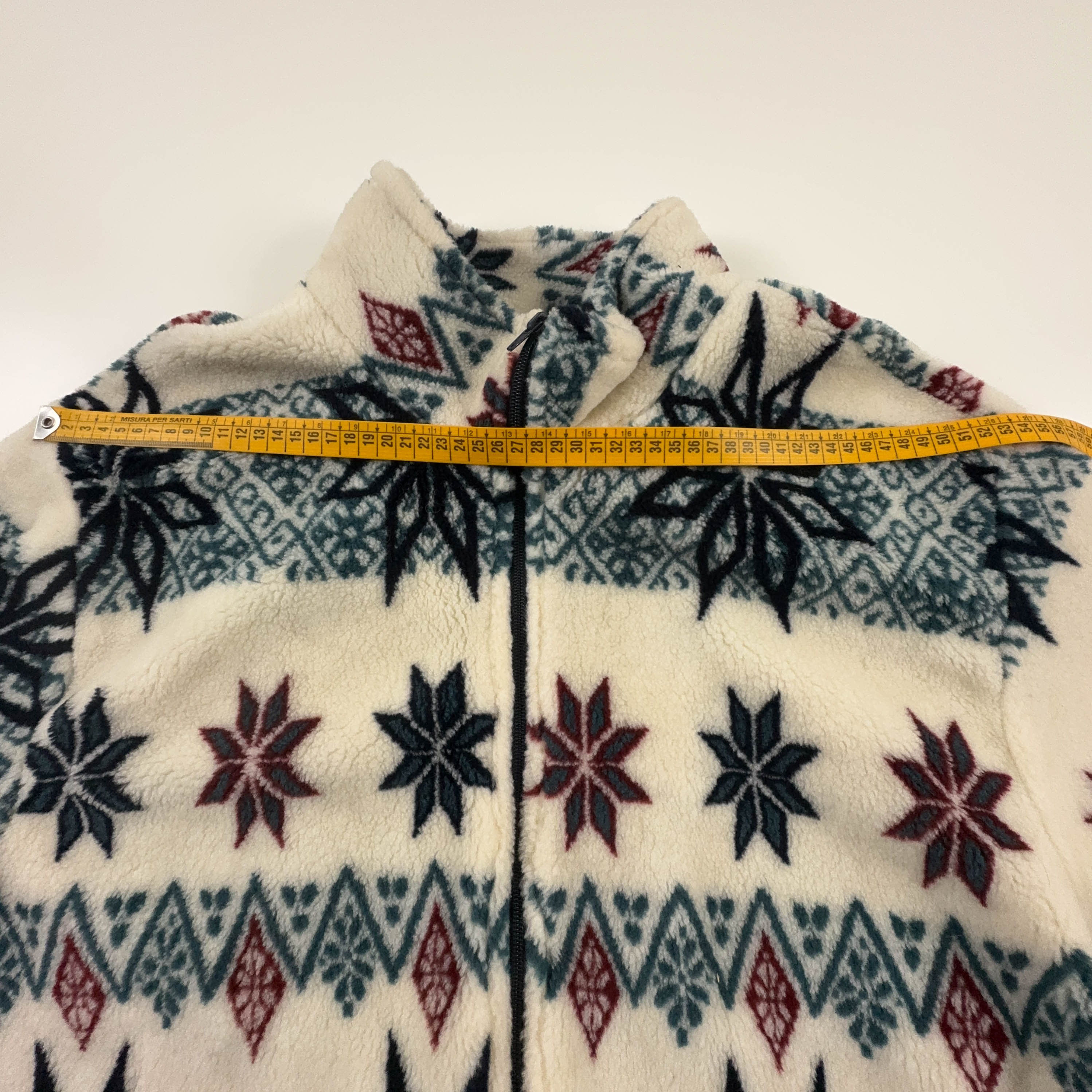 Pile Vintage bianco e verde geometrico anni 80 90 - Taglia L/XL uomo