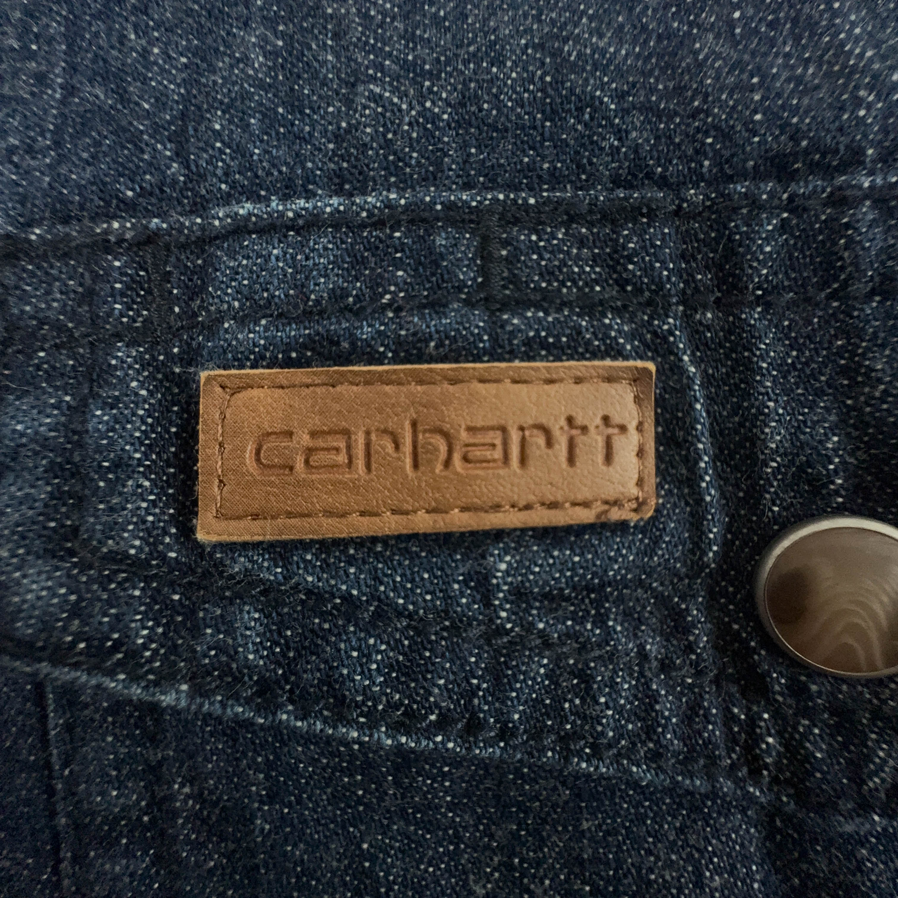 Camicia Carhartt in denim blu scuro tinta unita - Taglia S uomo