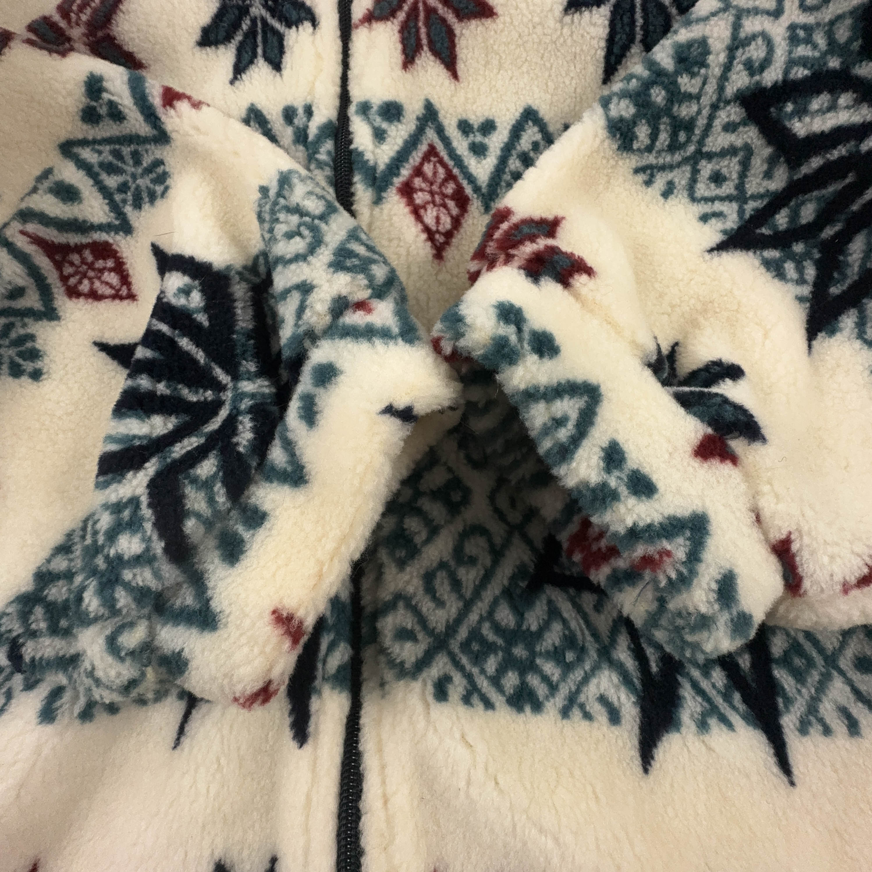 Pile Vintage bianco e verde geometrico anni 80 90 - Taglia L/XL uomo