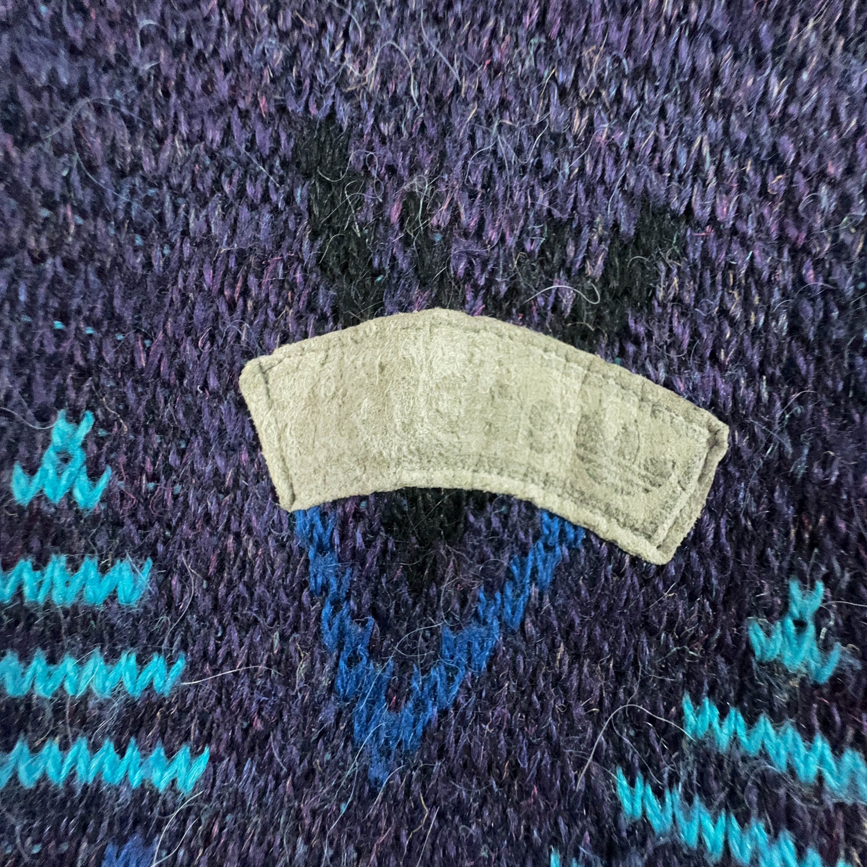 Maglione Adidas Vintage viola 40% lana a fantasia geometrica a girocollo - Taglia 48 uomo