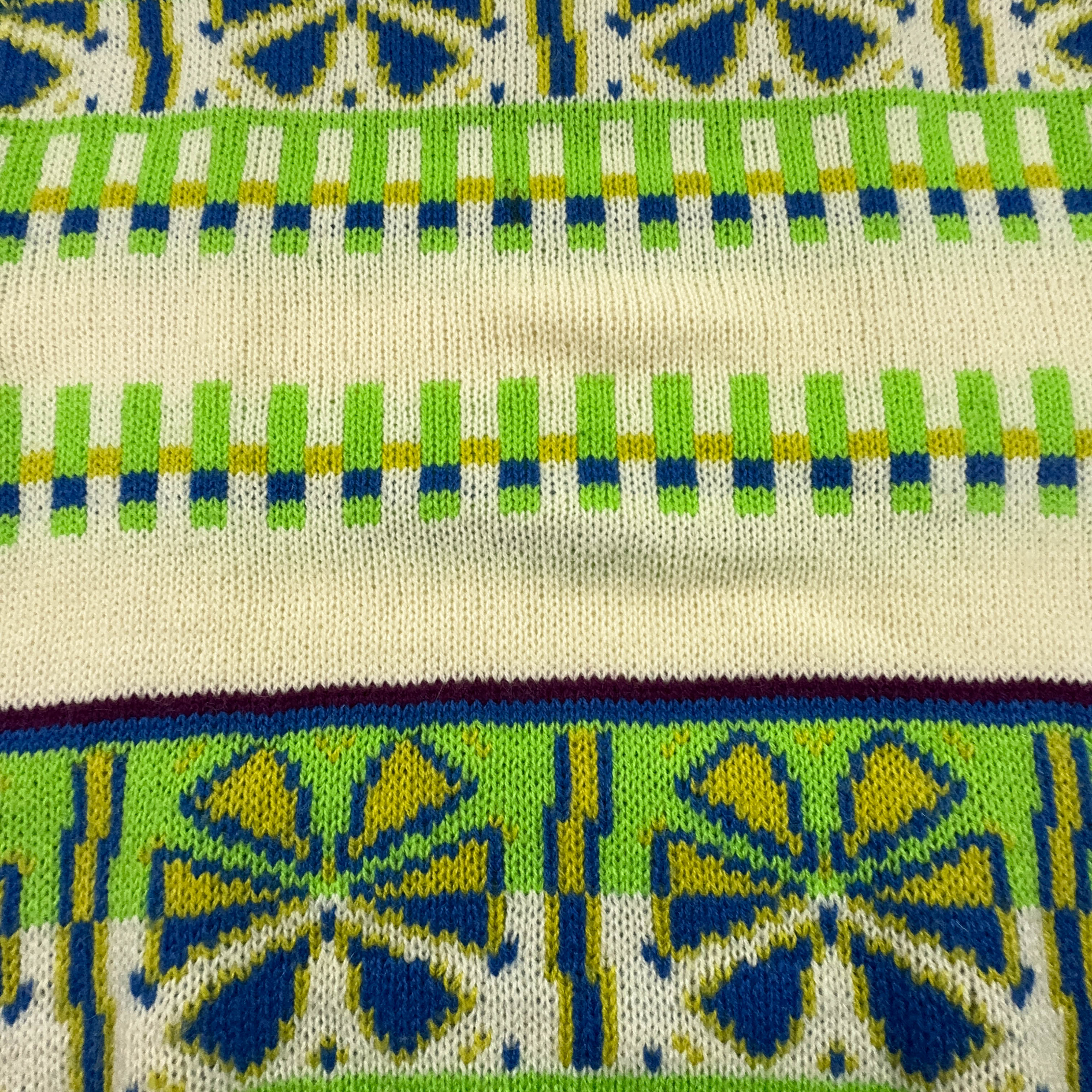 Maglione Vintage Stefanel 80% lana e mohair a fantasia verde e beige a girocollo - Taglia M uomo