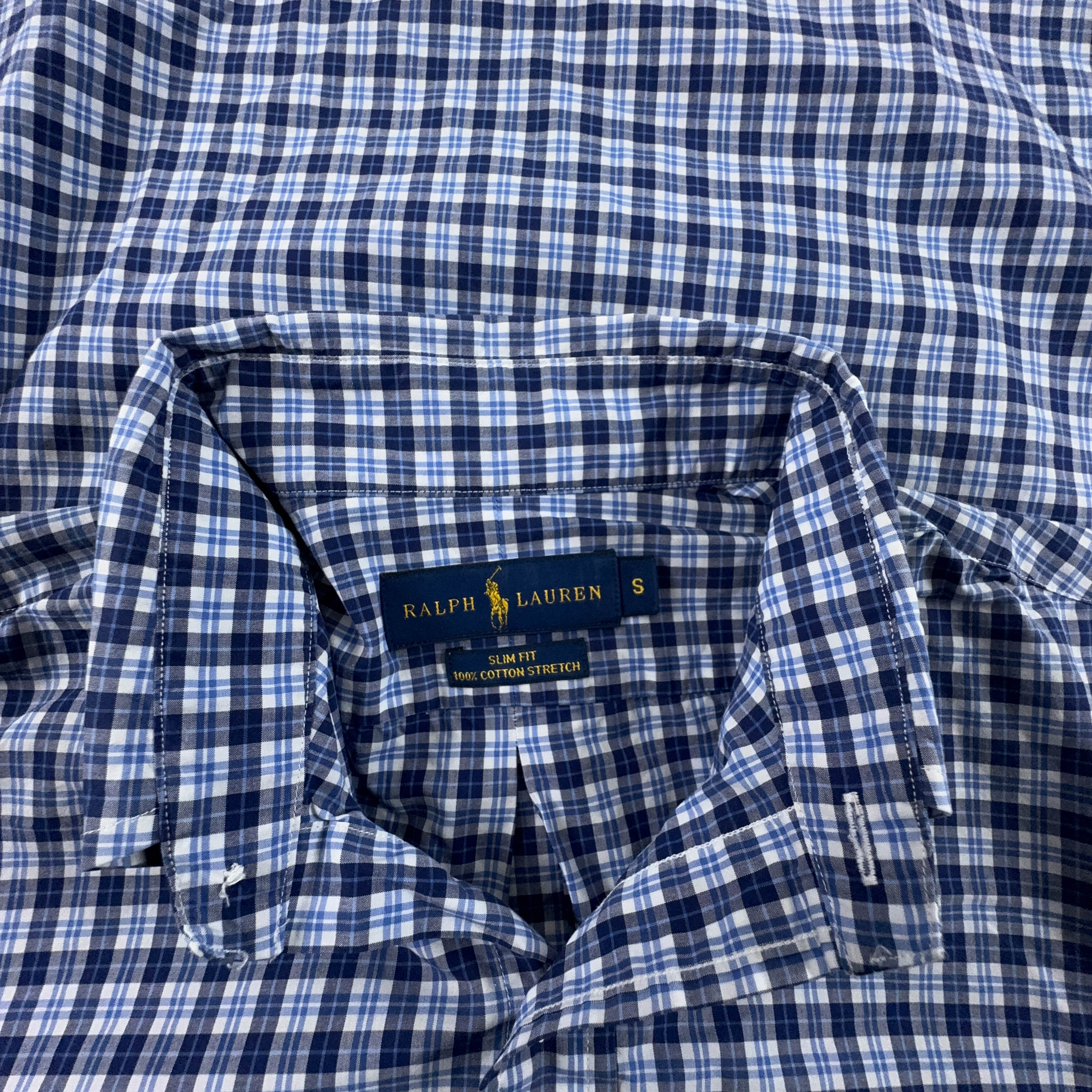 Camicia Ralph Lauren a quadri azzurra e blu slim fit - Taglia S uomo