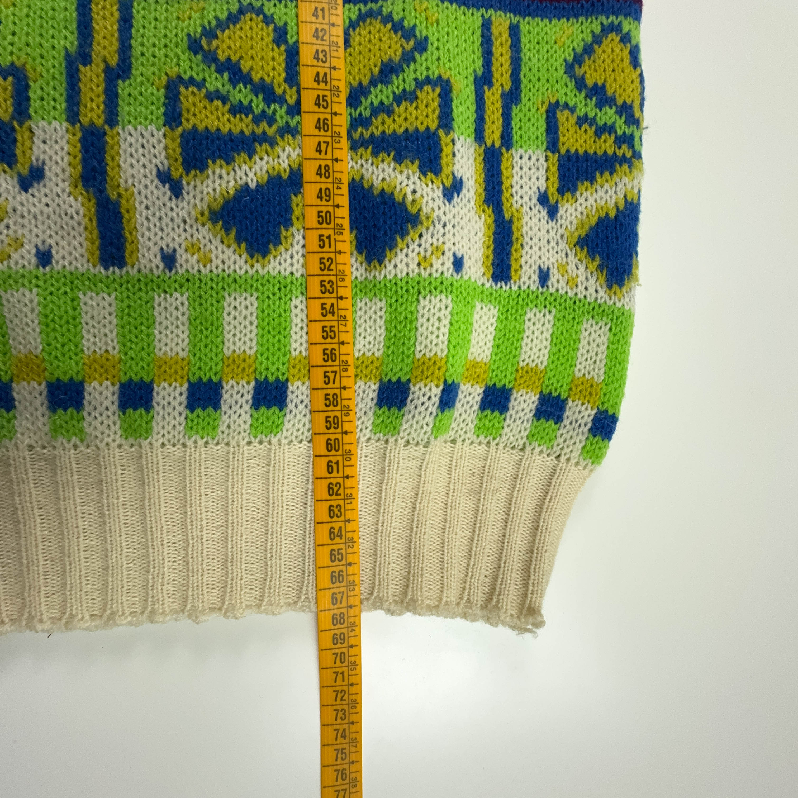 Maglione Vintage Stefanel 80% lana e mohair a fantasia verde e beige a girocollo - Taglia M uomo