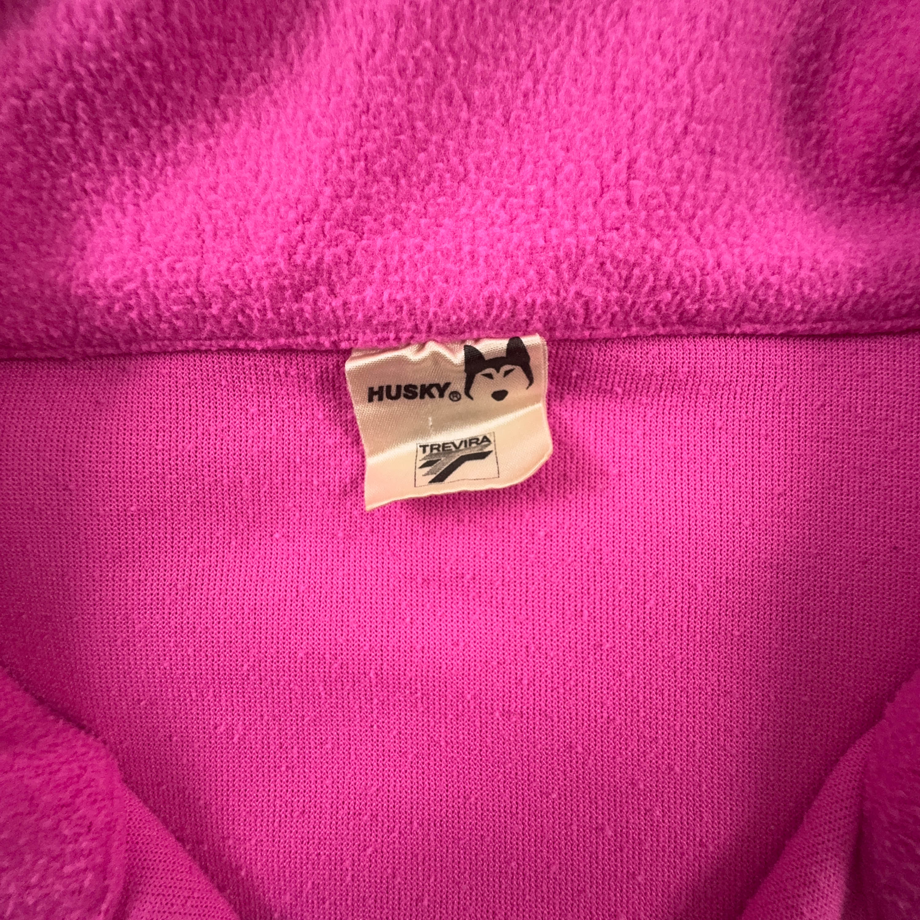 Pile Vintage rosa e viola con patch anni 80 90 - Taglia L uomo