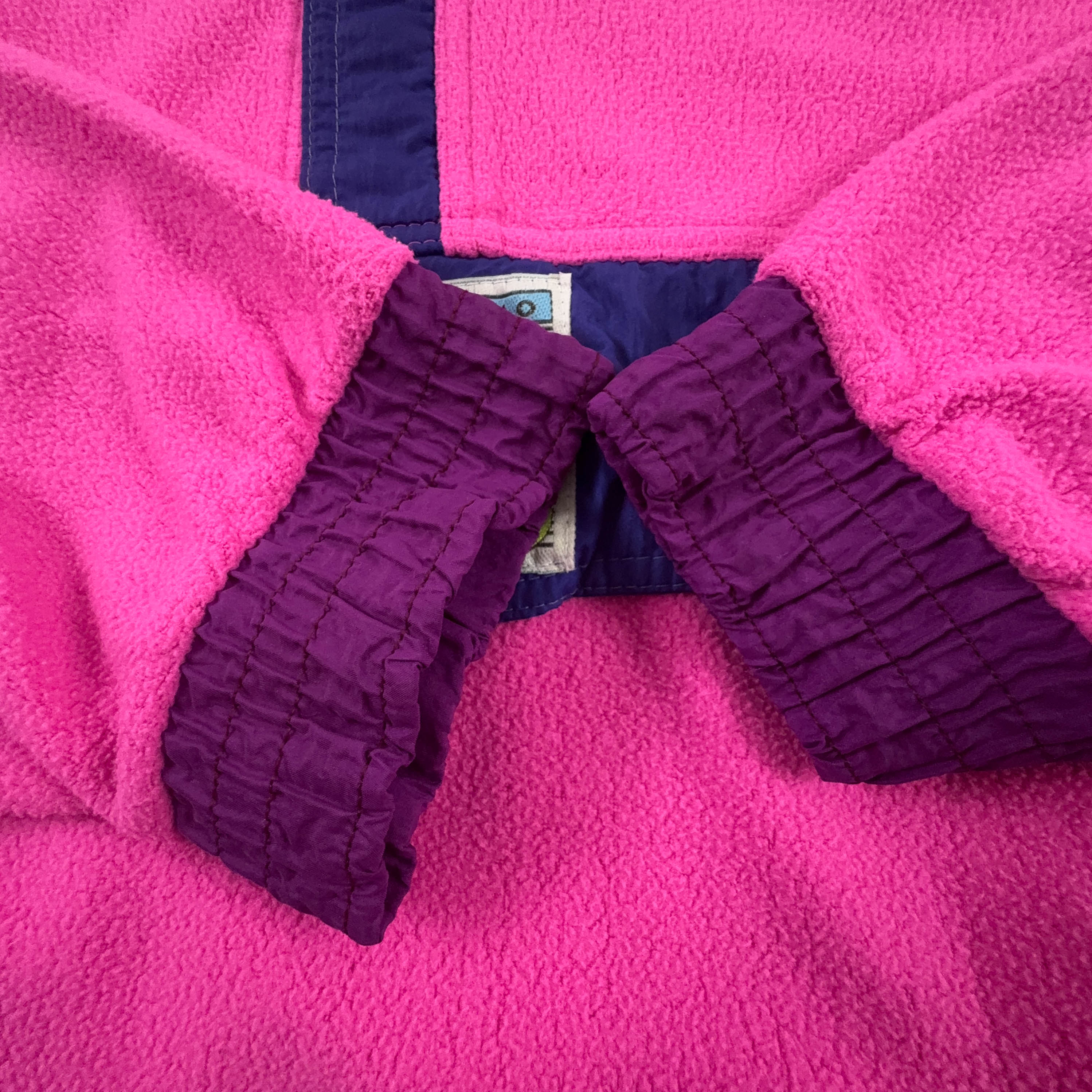 Pile Vintage rosa e viola con patch anni 80 90 - Taglia L uomo