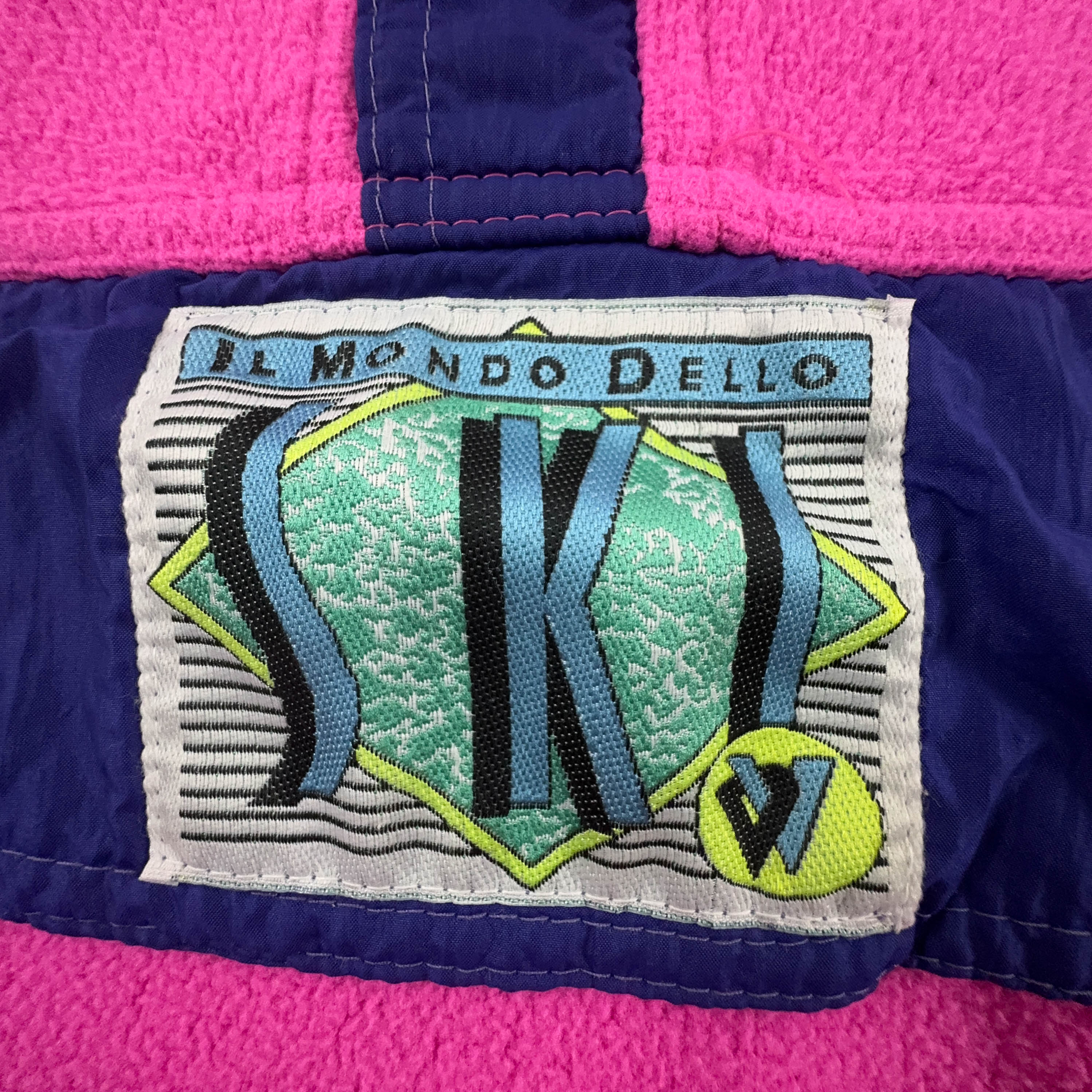 Pile Vintage rosa e viola con patch anni 80 90 - Taglia L uomo