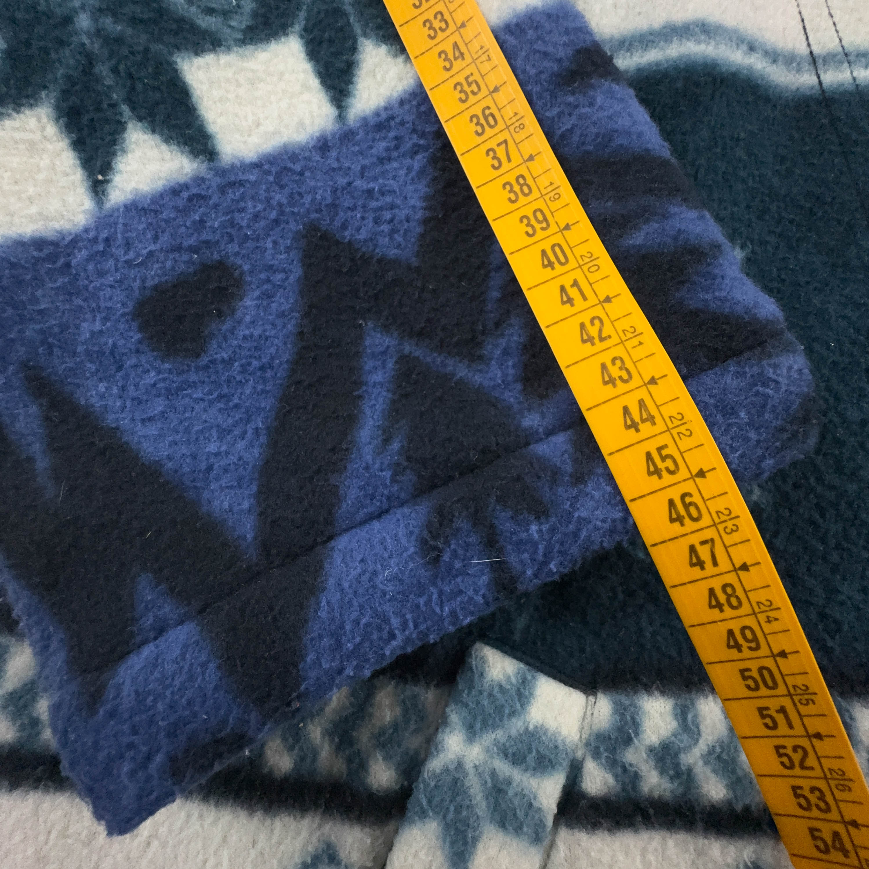 Pile Vintage blu e bianco foderato geometrico astratto anni 80 90 - Taglia XL uomo