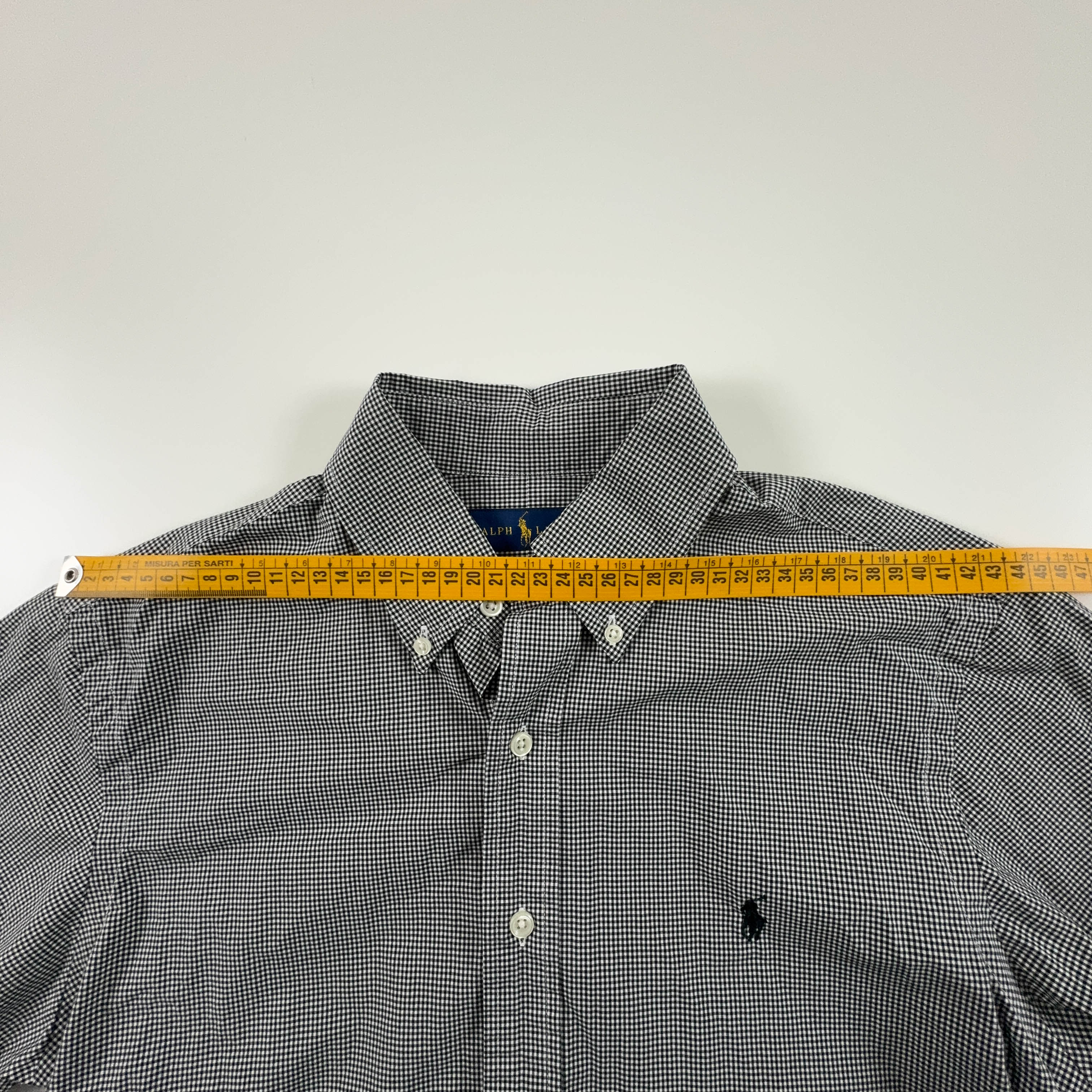 Camicia Ralph Lauren a quadri grigia e bianca slim fit - Taglia S uomo