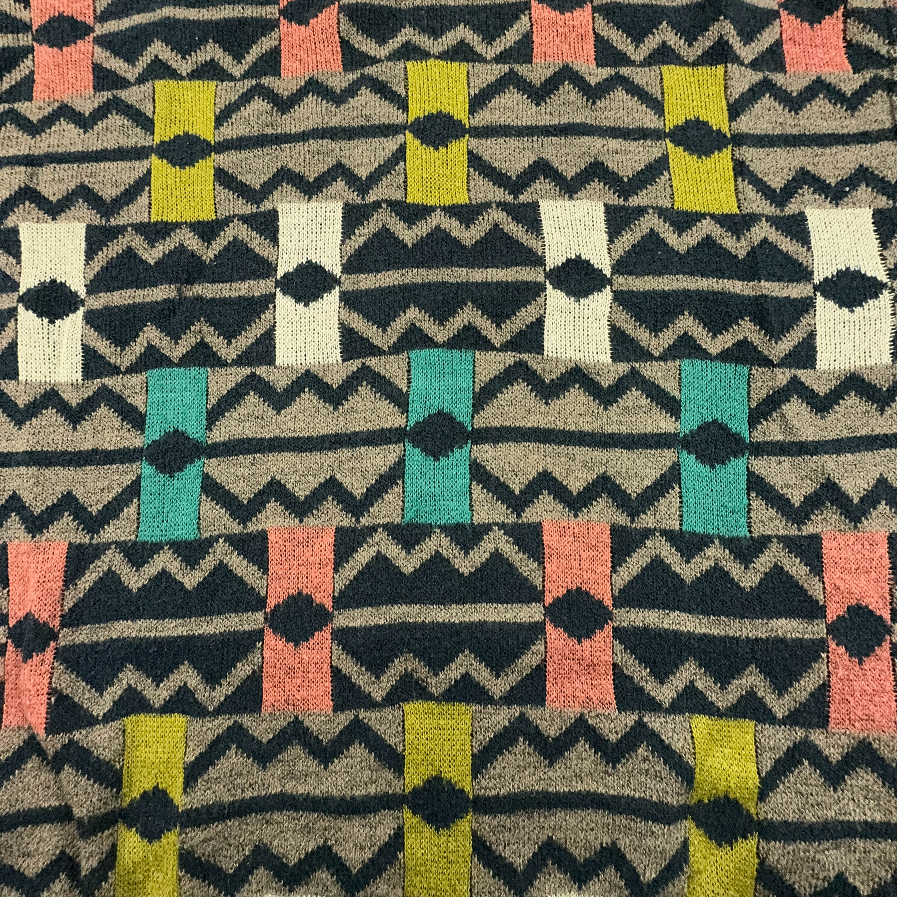 Maglione Vintage leggero a girocollo a fantasia verde misto cotone - Taglia 50 uomo