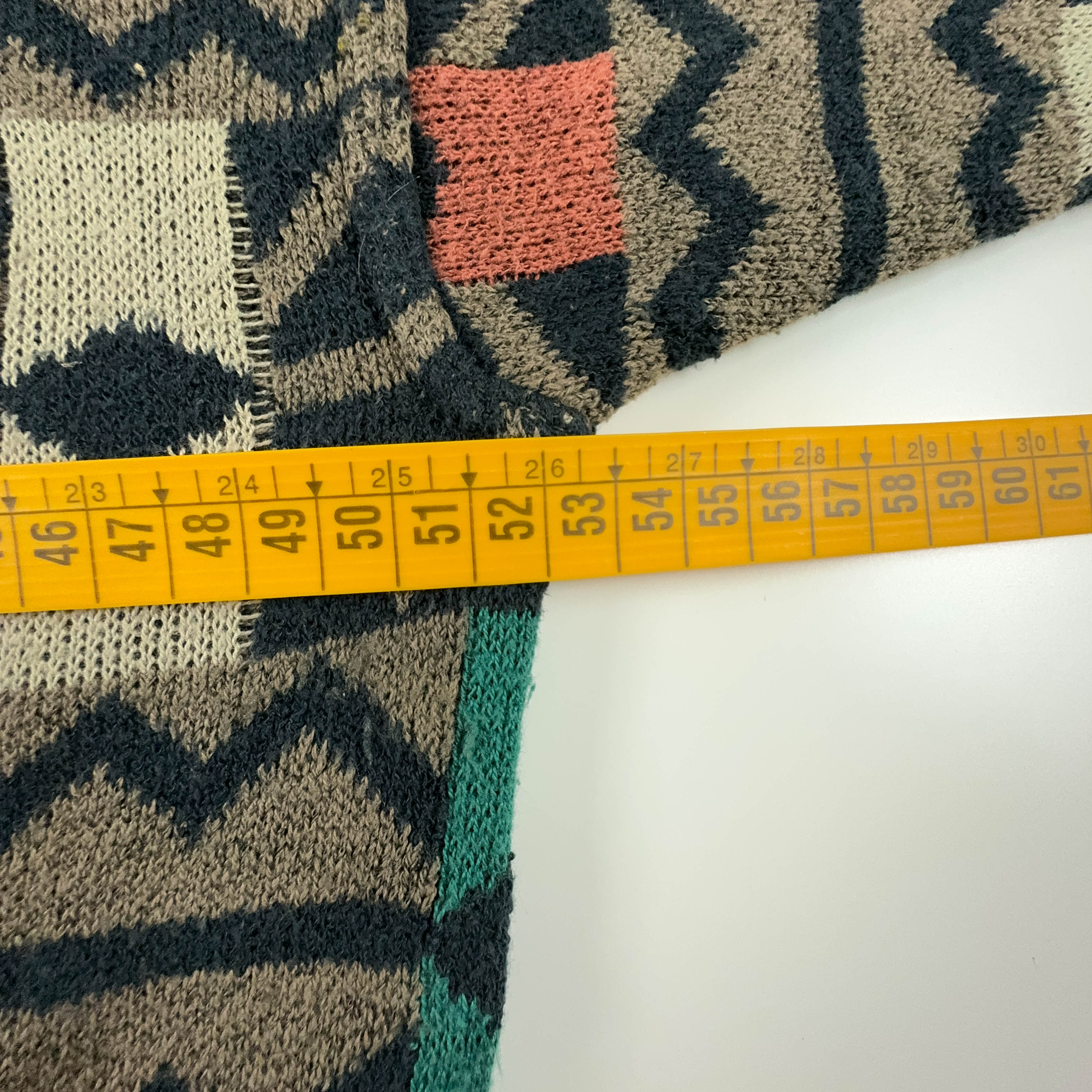 Maglione Vintage leggero a girocollo a fantasia verde misto cotone - Taglia 50 uomo