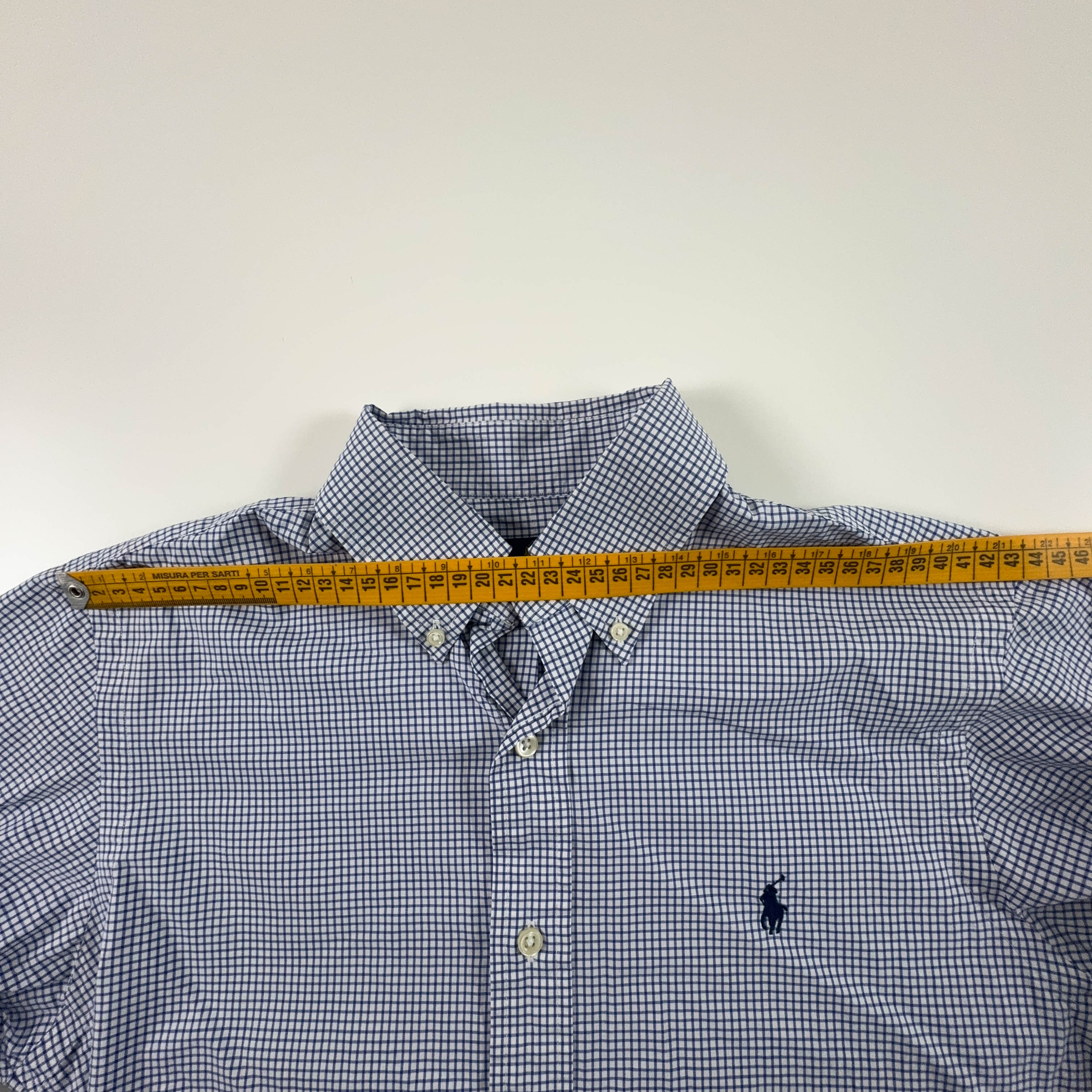 Camicia Ralph Lauren a quadri blu e bianca slim fit - Taglia S uomo