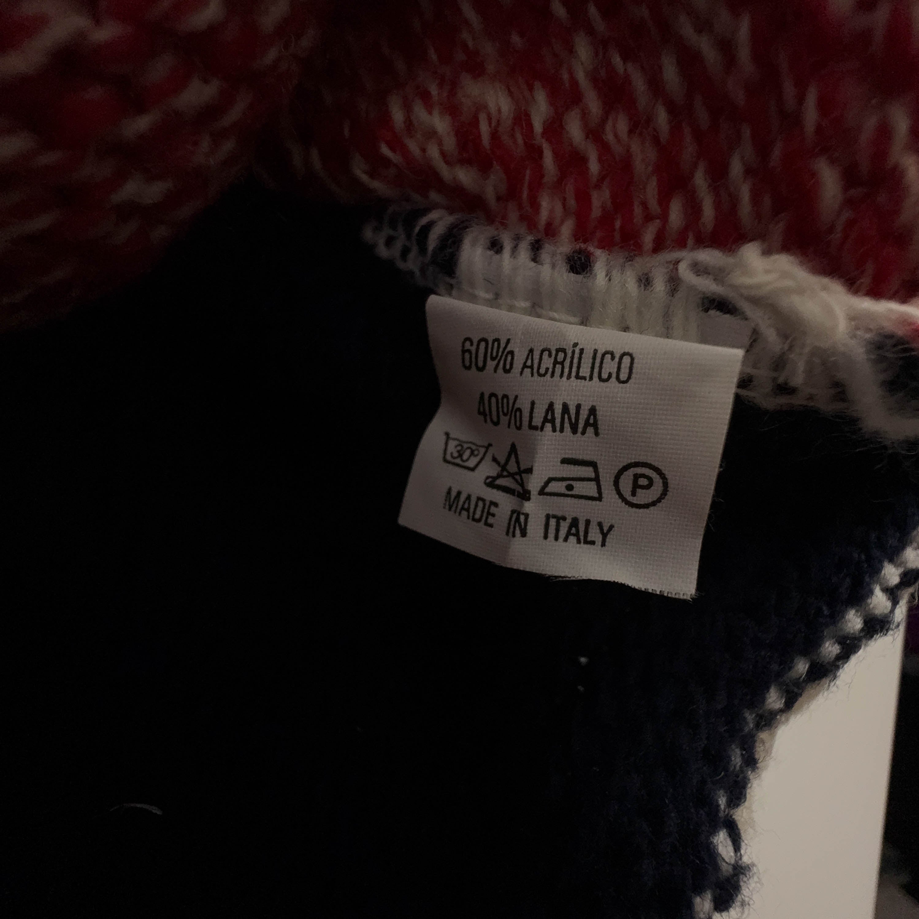 Cardigan Vintage rosso giallo blu 40% lana anni 80 90 - Taglia M/L uomo