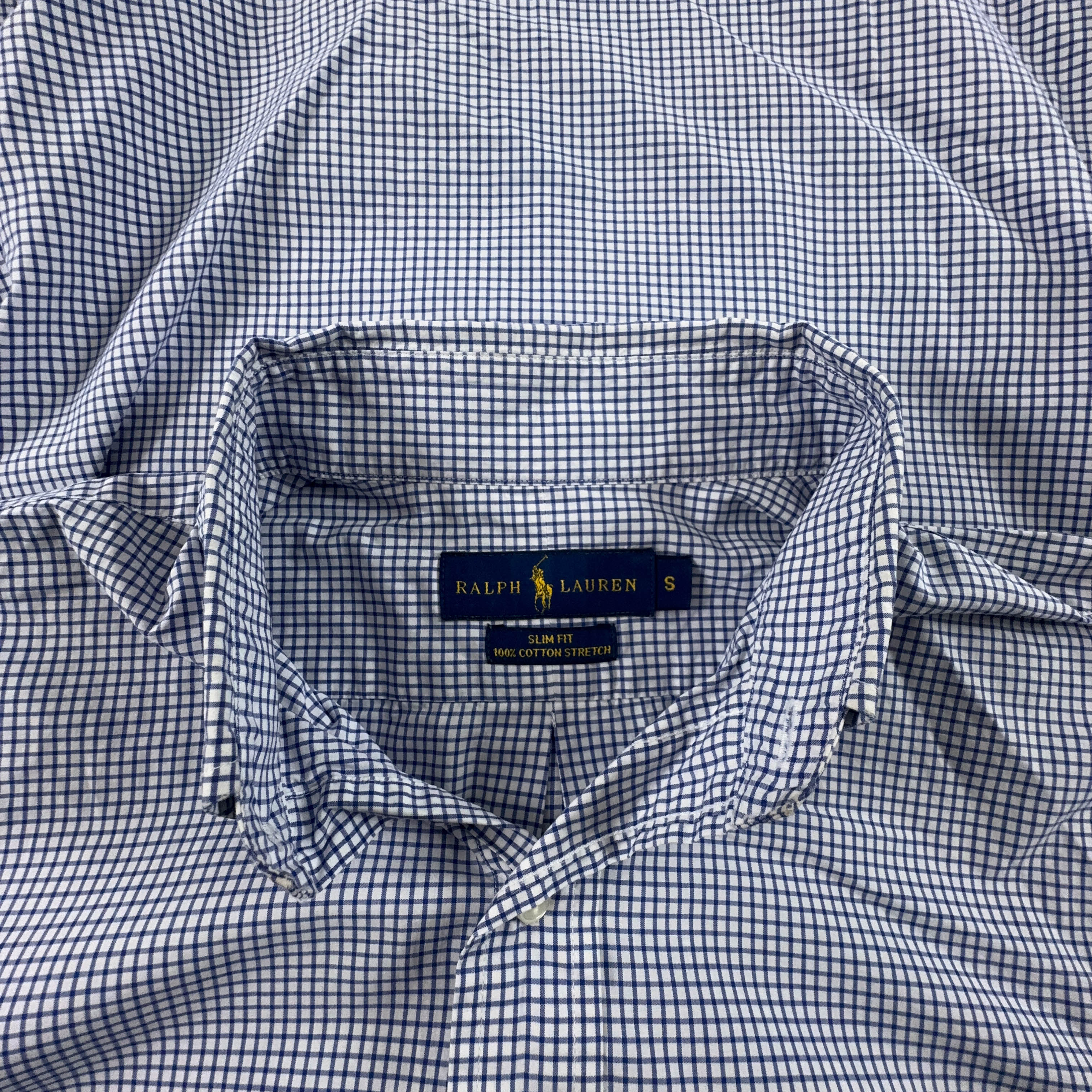 Camicia Ralph Lauren a quadri blu e bianca slim fit - Taglia S uomo