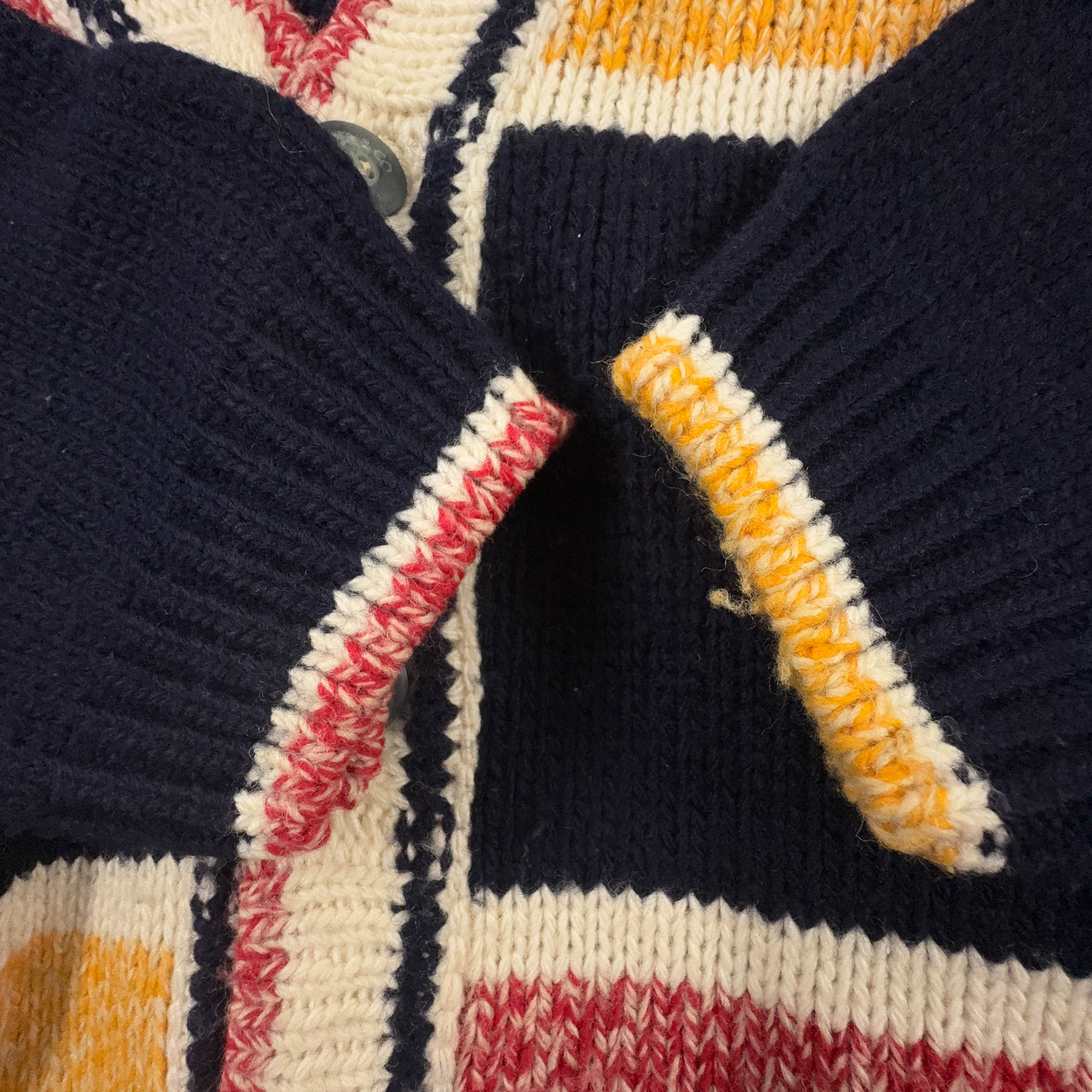 Cardigan Vintage rosso giallo blu 40% lana anni 80 90 - Taglia M/L uomo