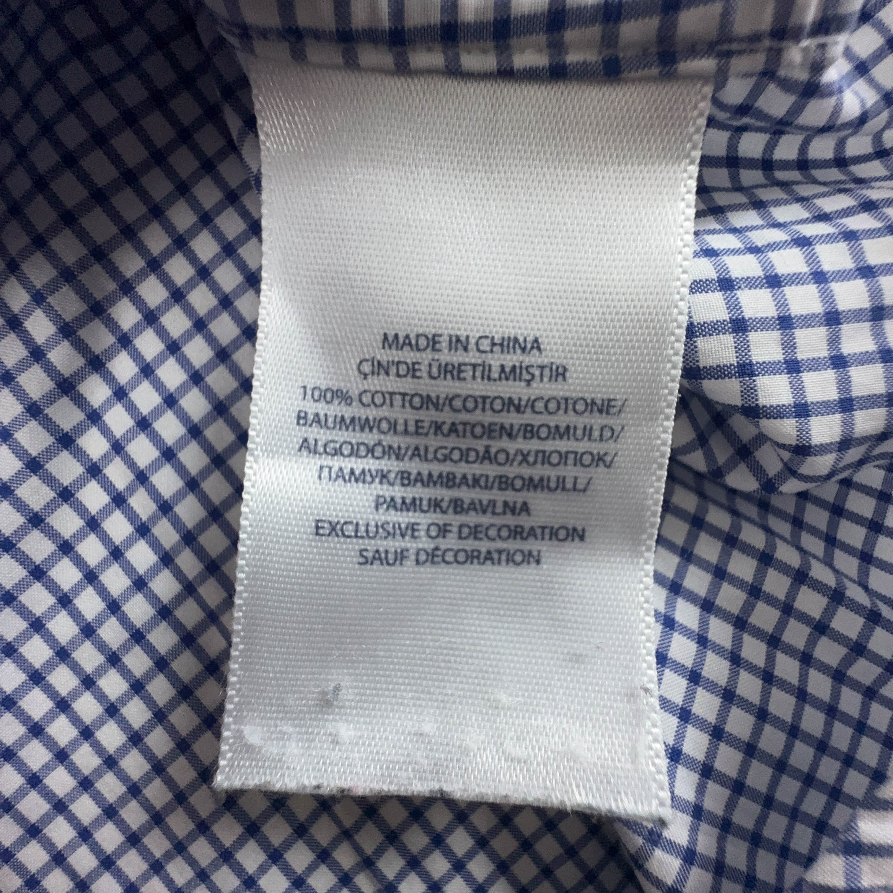 Camicia Ralph Lauren a quadri blu e bianca slim fit - Taglia S uomo