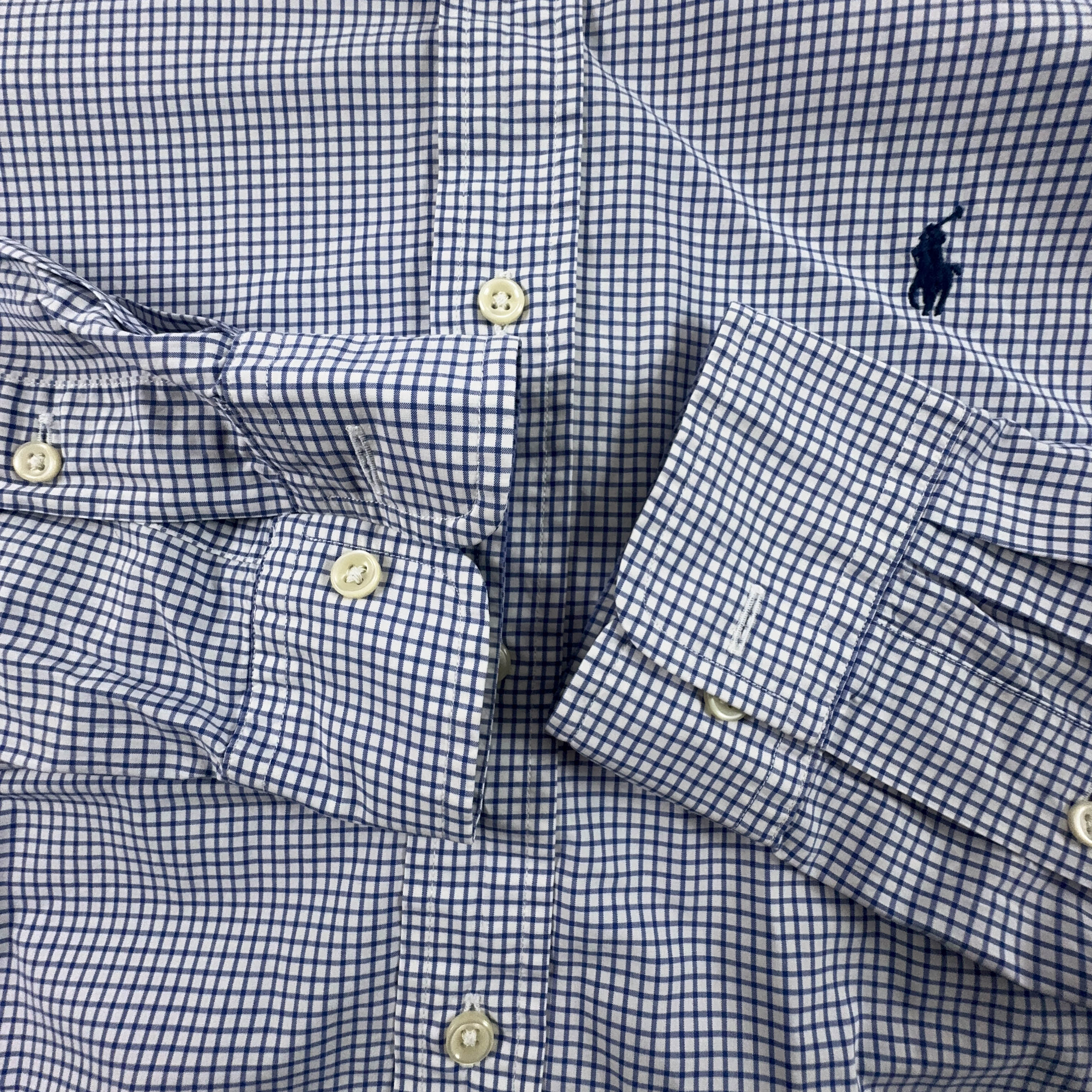 Camicia Ralph Lauren a quadri blu e bianca slim fit - Taglia S uomo