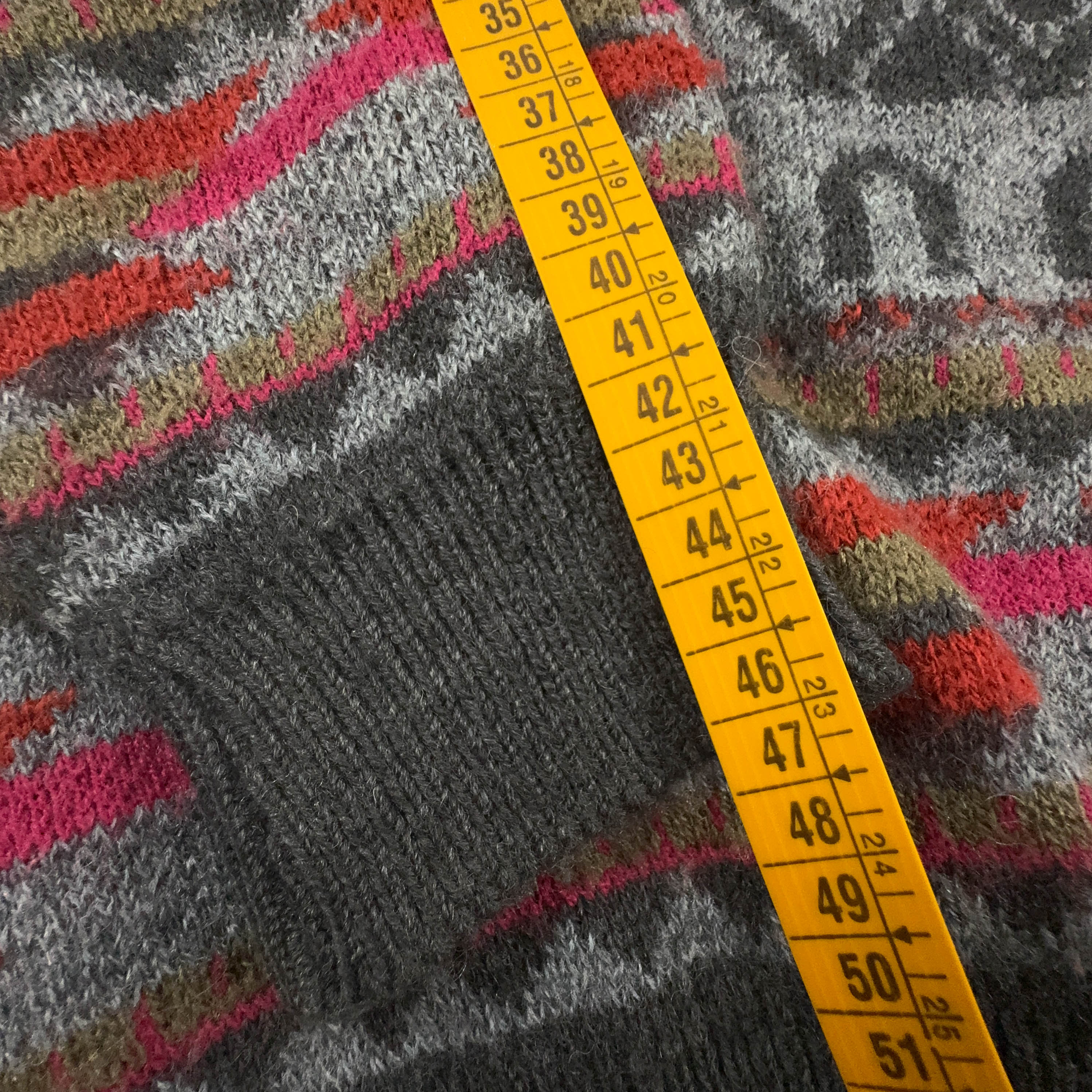 Cardigan Vintage grigio scuro geometrico 30% lana anni 80 90 - Taglia M uomo