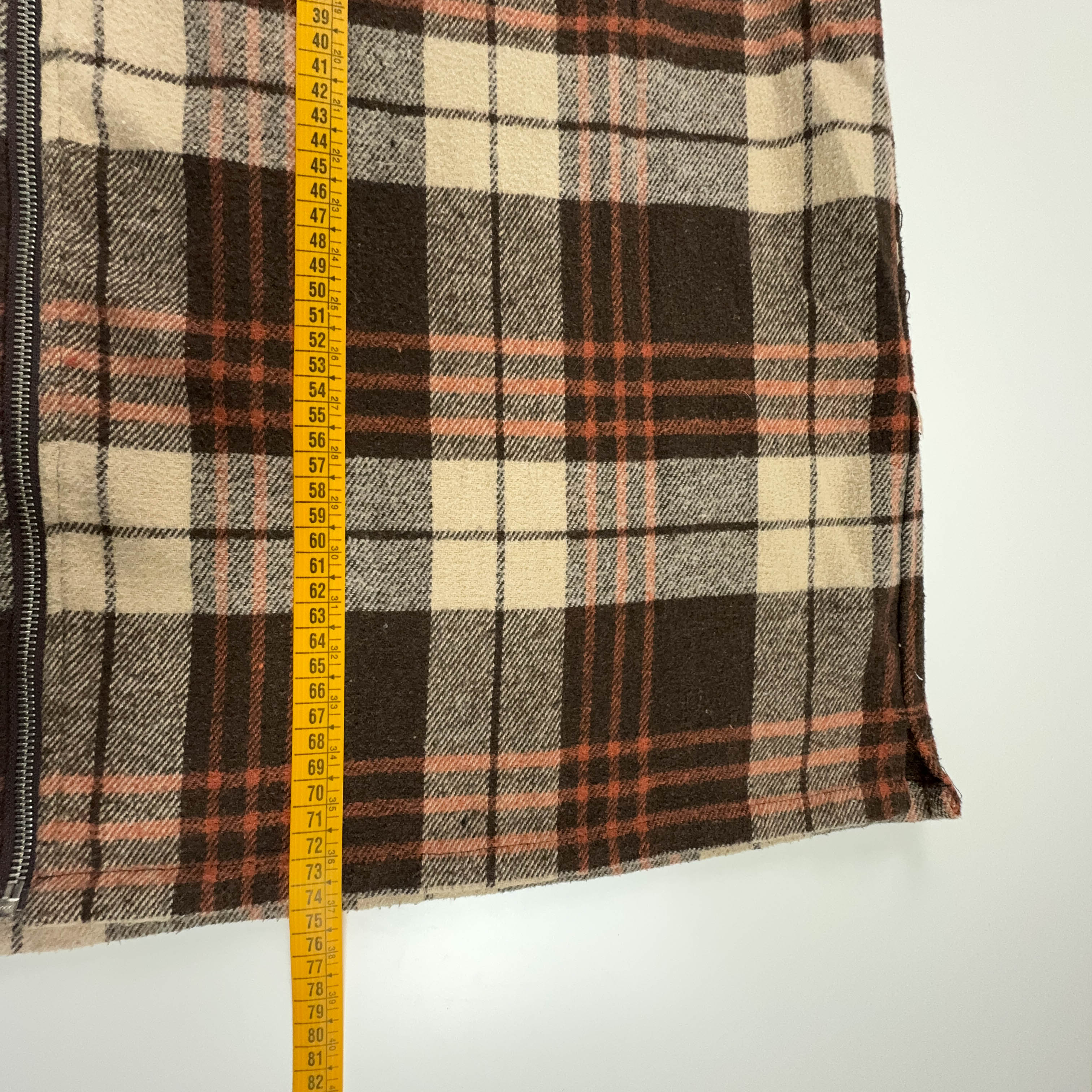 Camicia Vintage invernale a quadri beige e marrone Revenge made in USA con ricamo - Taglia XL uomo