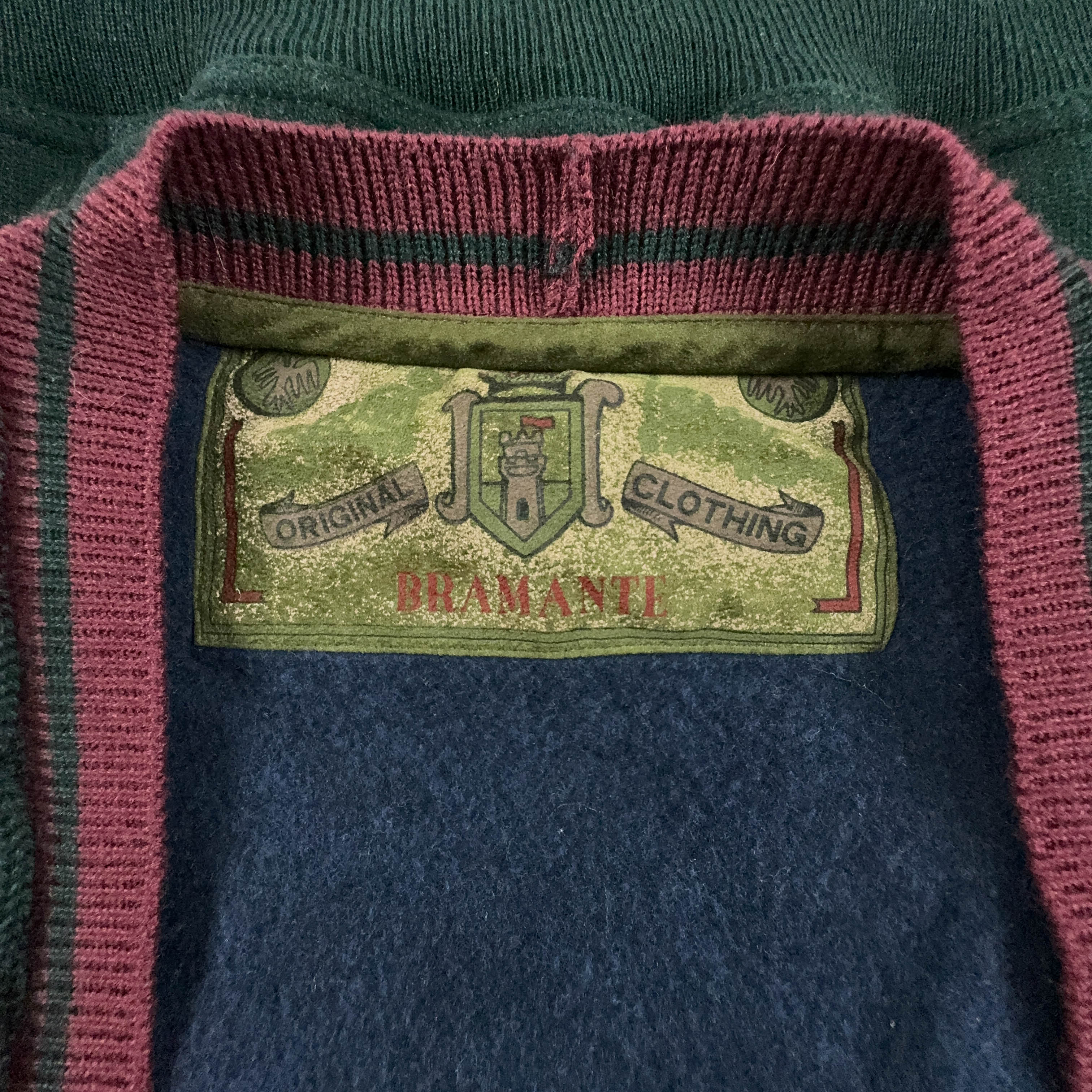 Green Vintage Cardigan 60% Wool Made in Italy with Buttons and Embroidery - Size XL/XXL Men