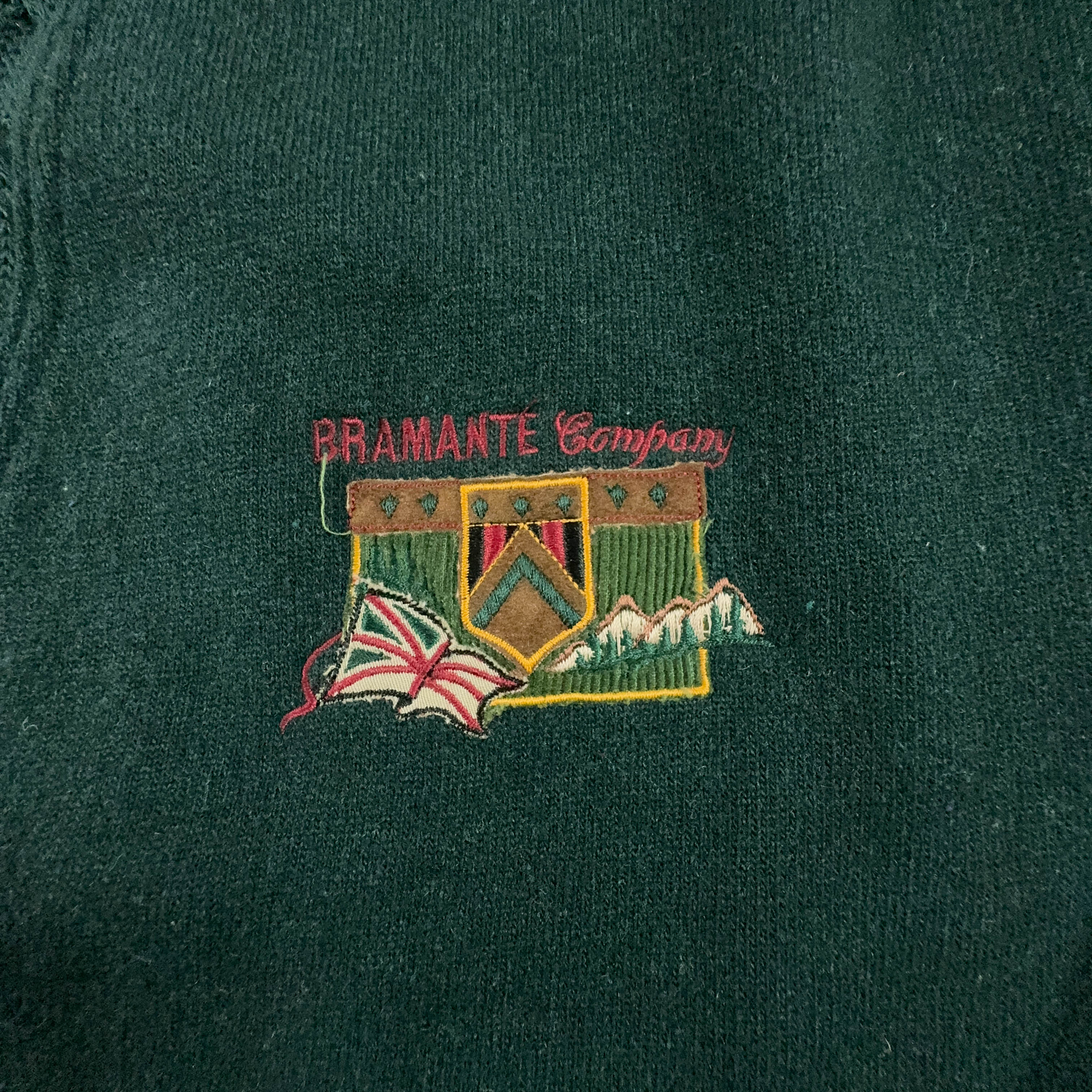 Green Vintage Cardigan 60% Wool Made in Italy with Buttons and Embroidery - Size XL/XXL Men